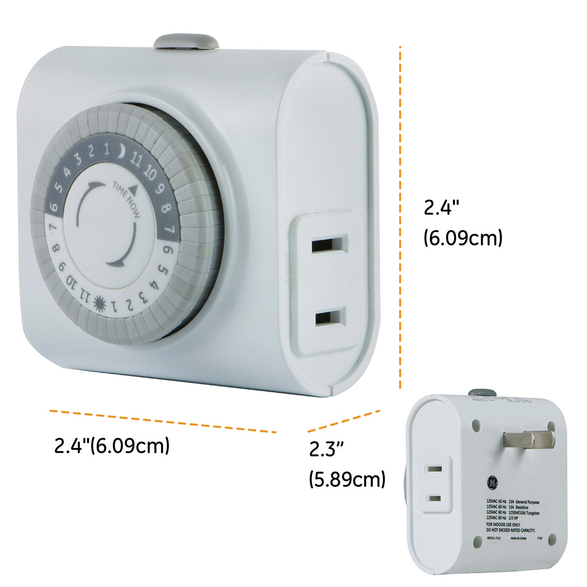 GE Indoor Plug-In 24-Hour Mechanical Timer, White