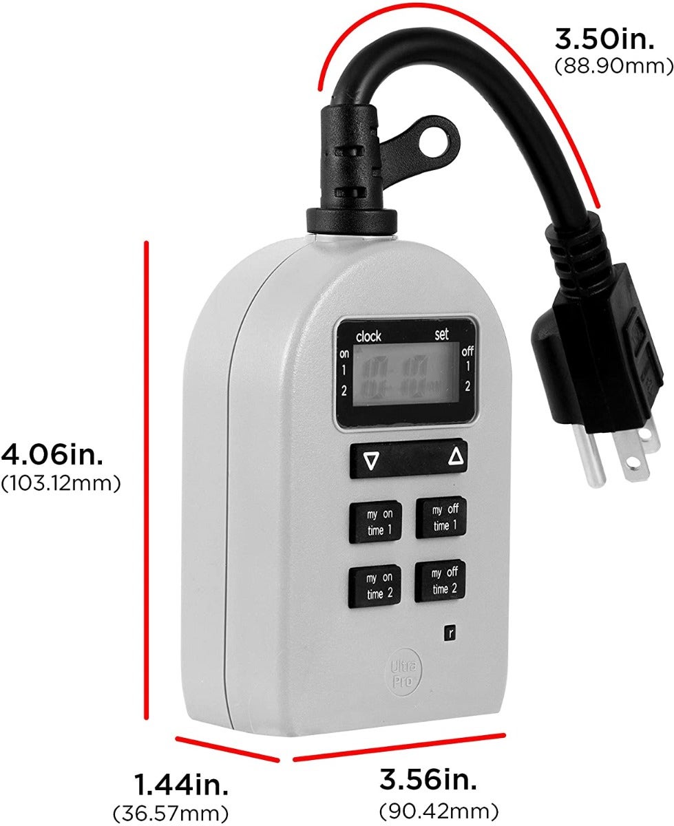 UltraPro Outdoor Plug-In 1-Outlet Digital Timer, Gray