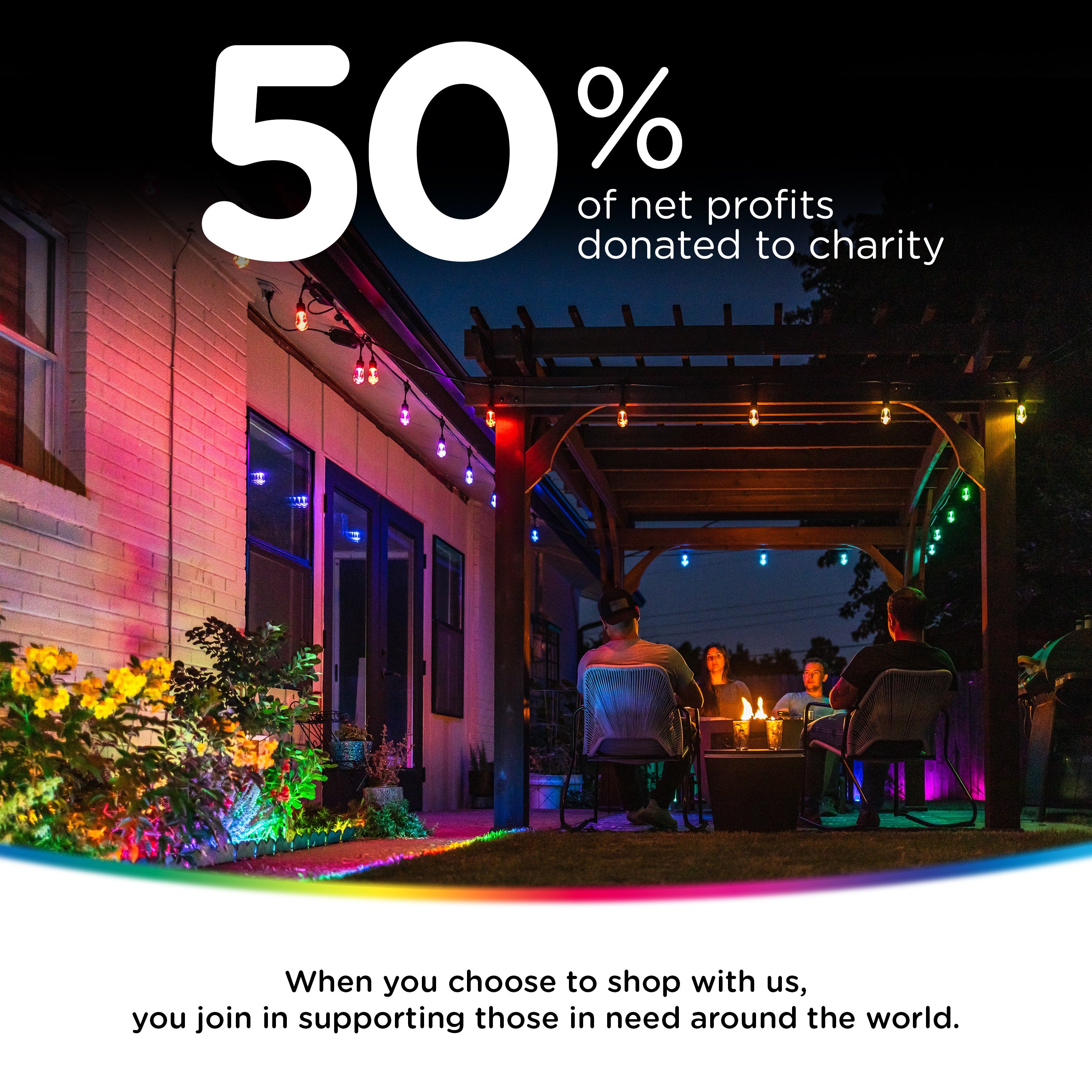 Enbrighten WiFi VIBE Color-Changing Permanent Outdoor Eternity Eave Lights, 36 Lights, 50ft. Black Cord