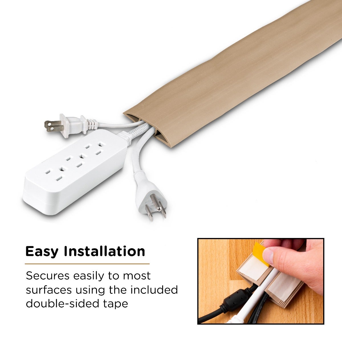 Cordinate 6ft. Cable Management Cord Cover, Tan