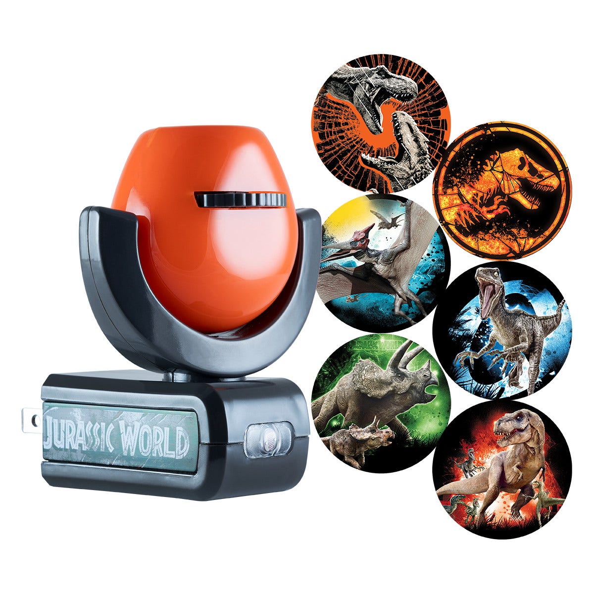 Projectables Jurassic World Light Sensing 6-Image LED Night Light, Black