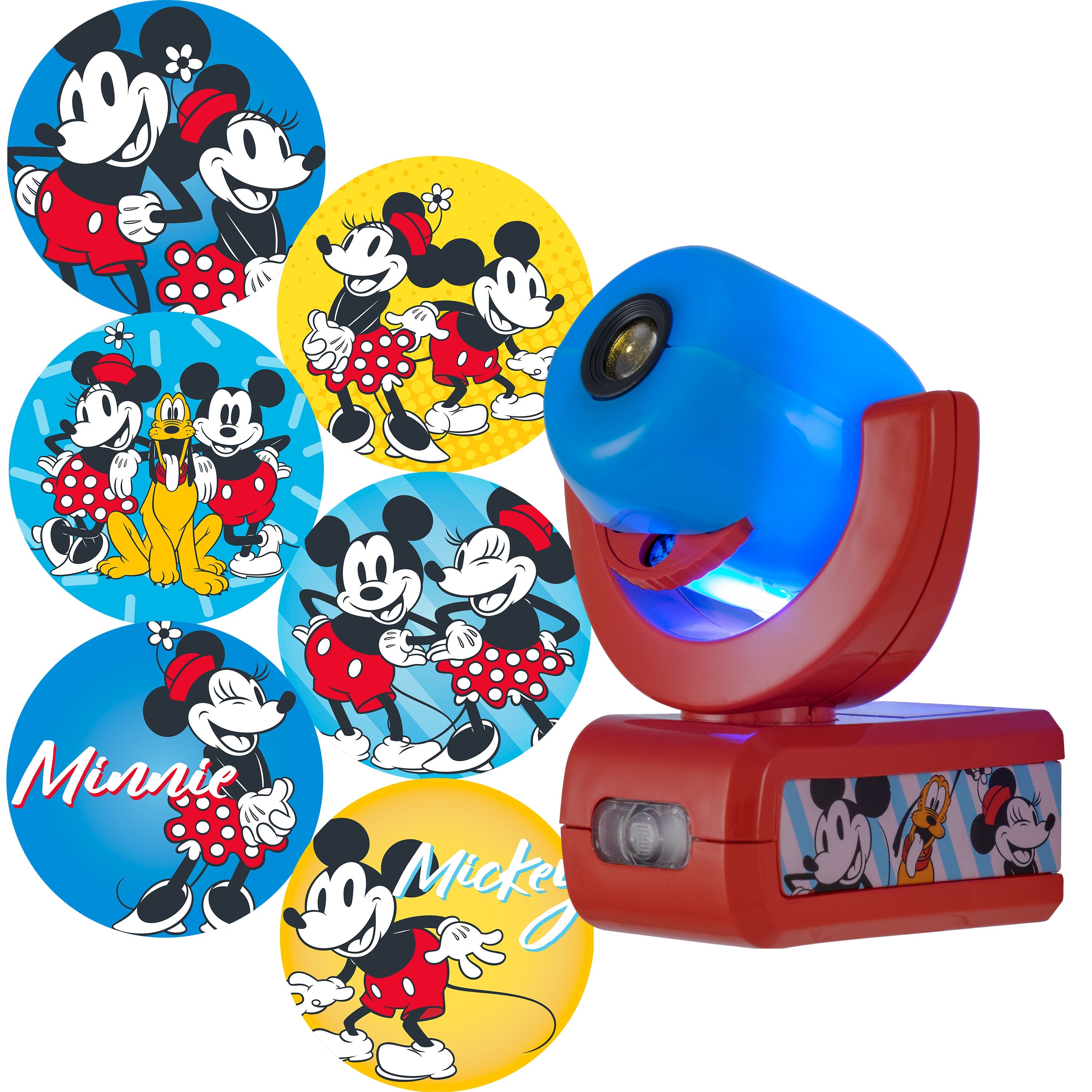 Projectables Disney Mickey & Minnie Light Sensing 6-Image LED Night Light, Blue/Red