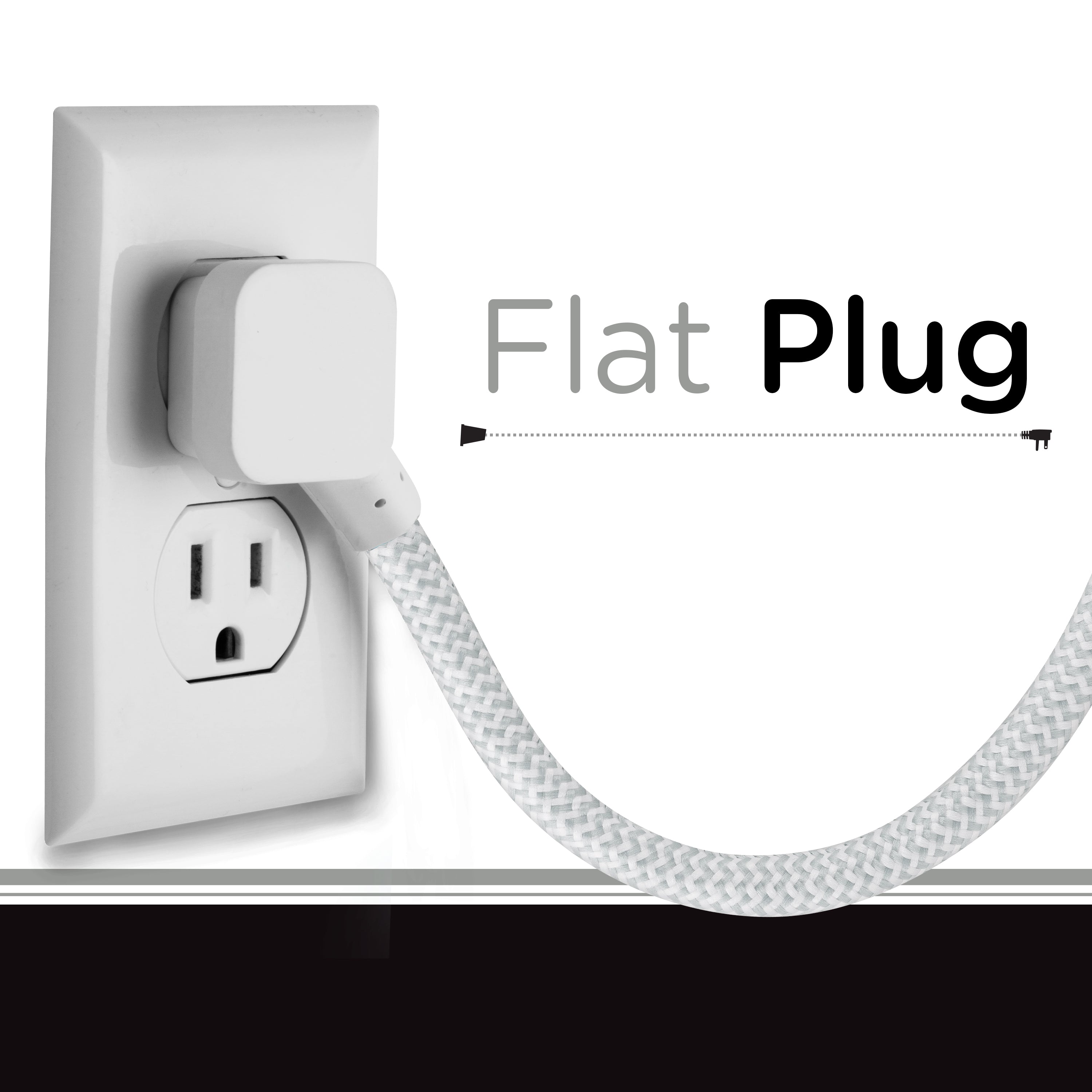 Cordinate 10ft. 3-Outlet Extension Cord, Gray/White