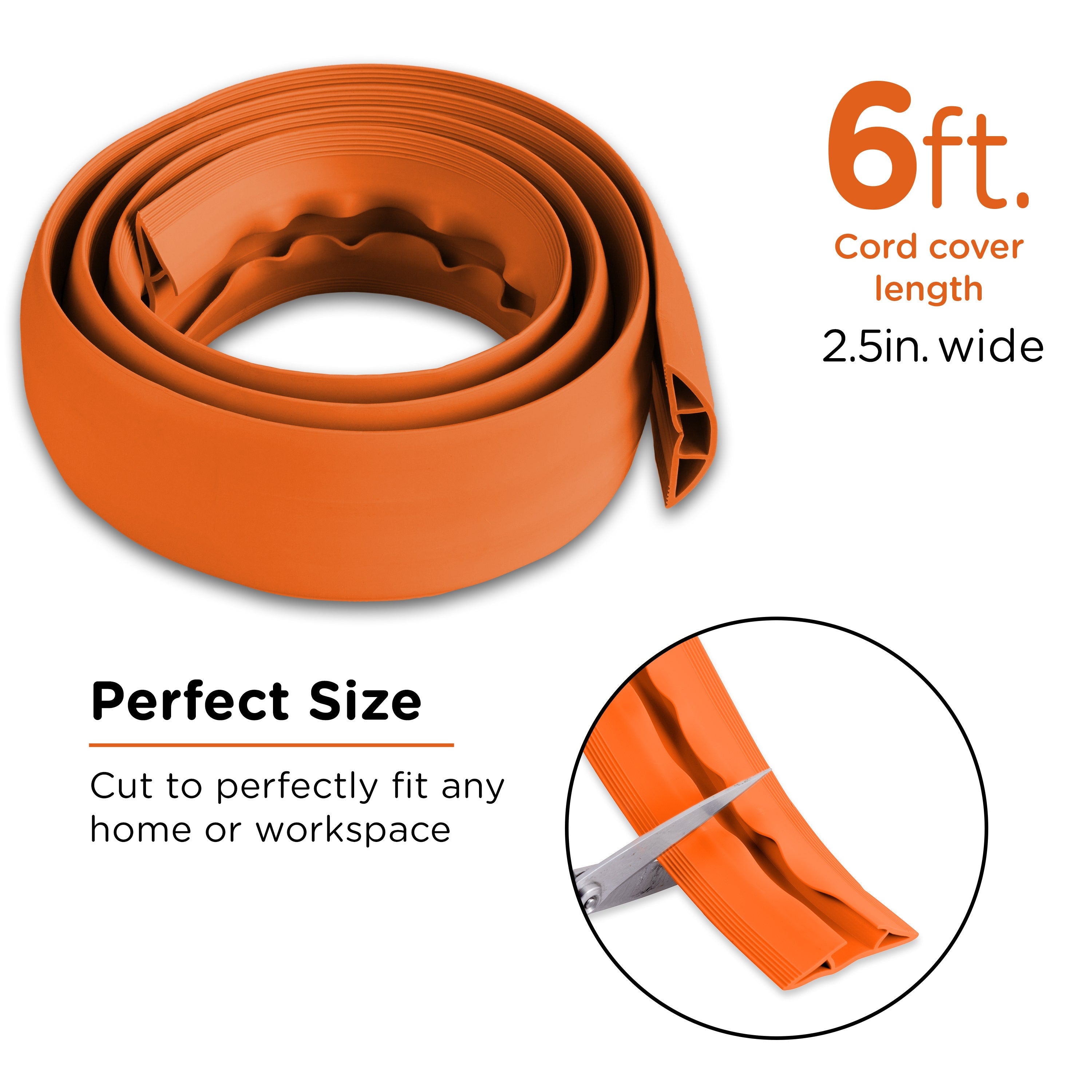 Cordinate 6ft. Cable Management Cord Cover, Orange