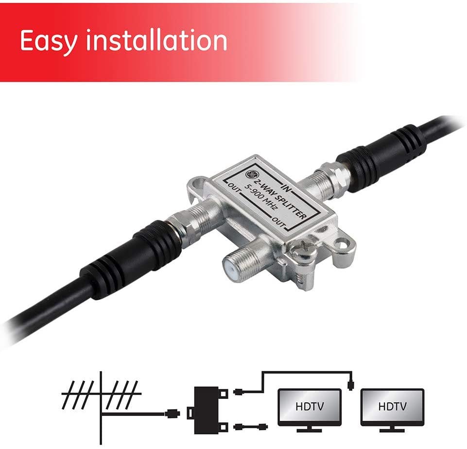 GE 2-Way Signal Splitter, 8 Pack, Silver
