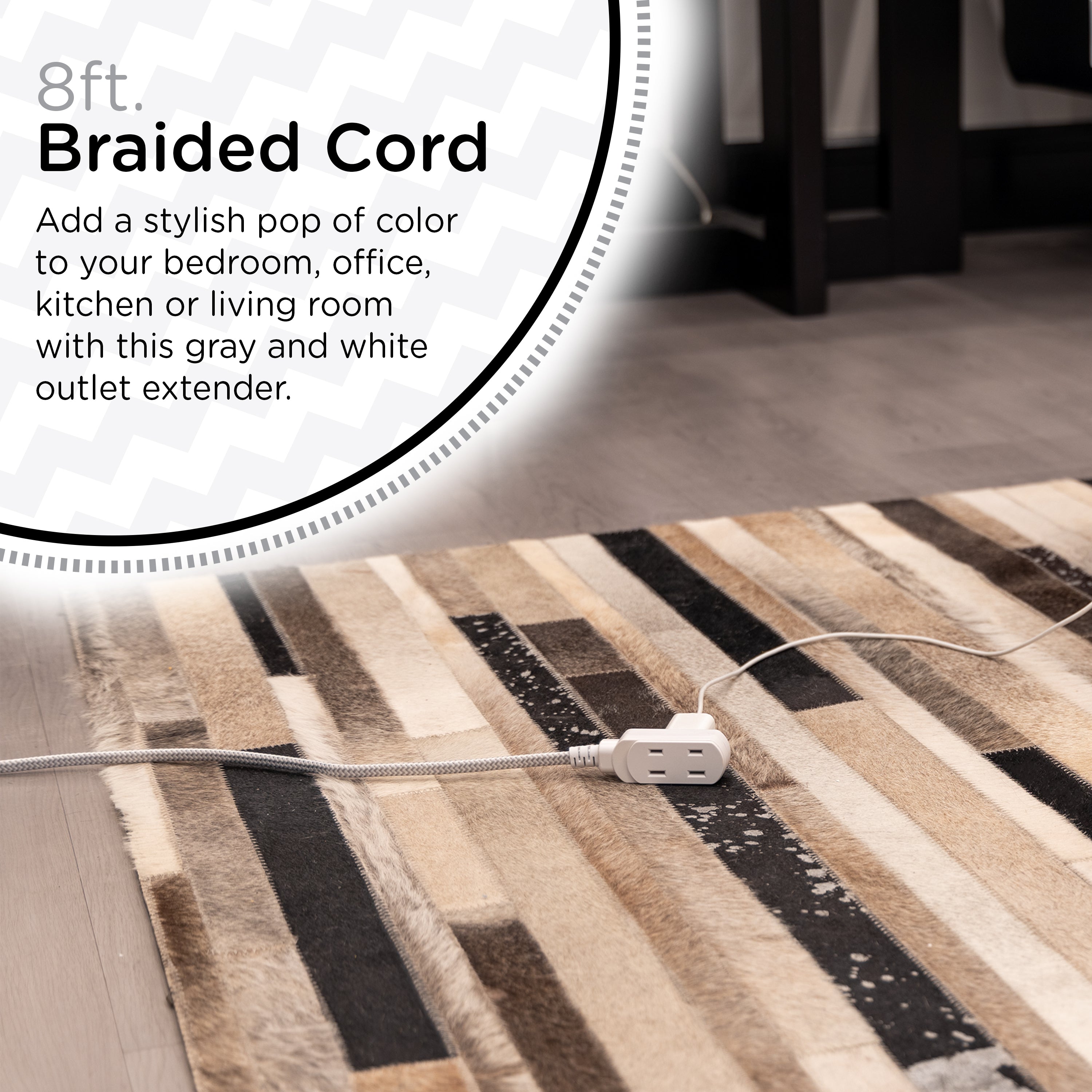 Cordinate 8ft. 3-Outlet Indoor Extension Cord