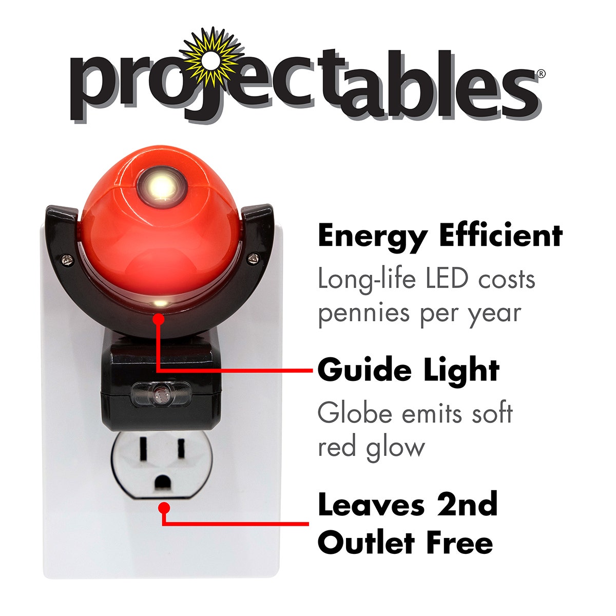 Projectables Jurassic World Light Sensing 6-Image LED Night Light, Black