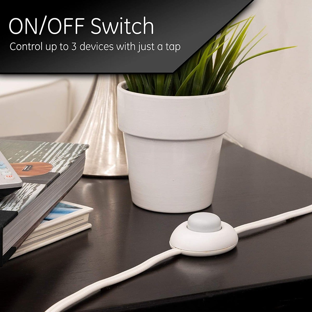 GE 3-Outlet 12ft. Extension Cord with On/Off Switch, White