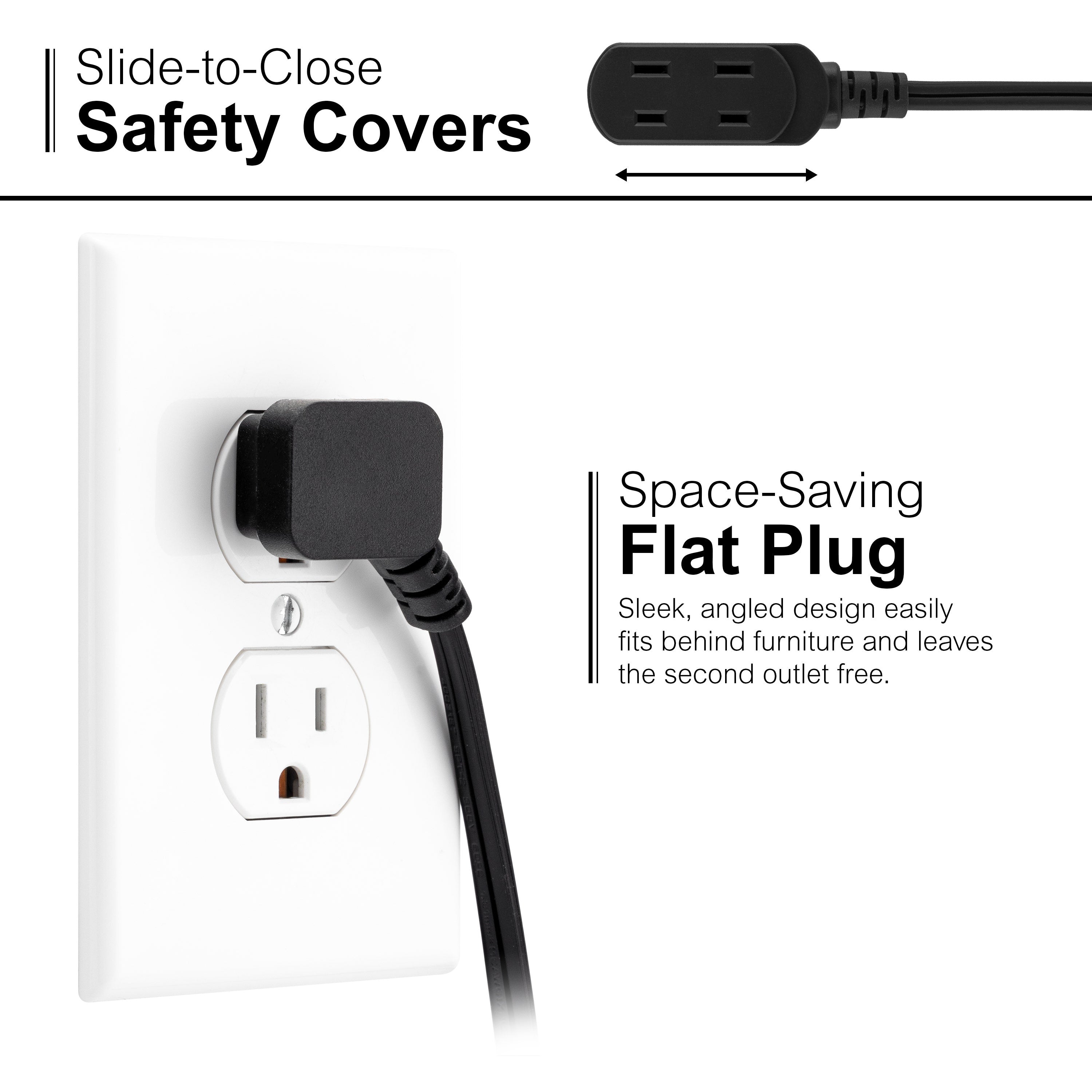 GE 3-Outlet 9ft. Extension Cord with Footswitch, Black