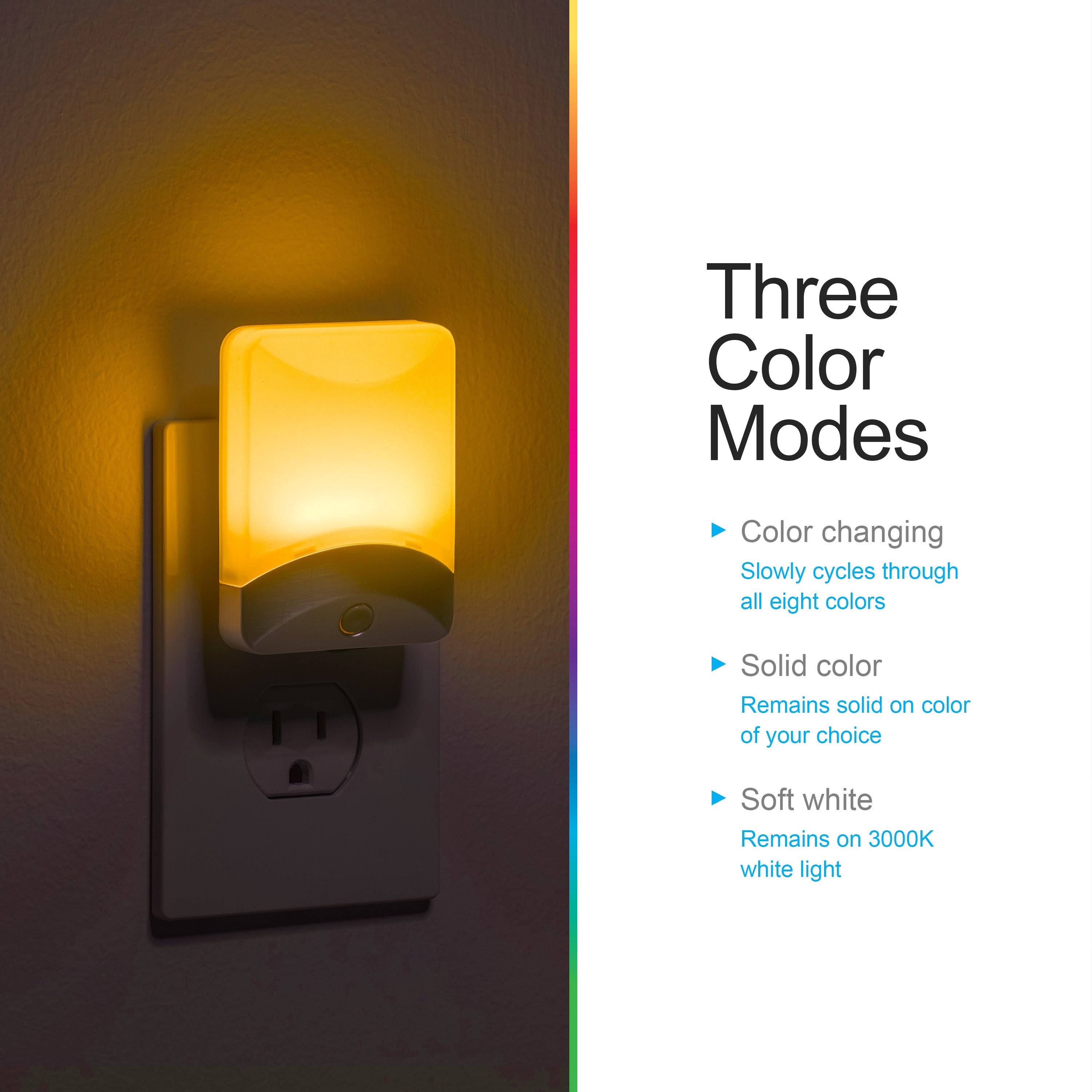 GE Color Changing Light Sensing LED Night Light, Brushed Nickel