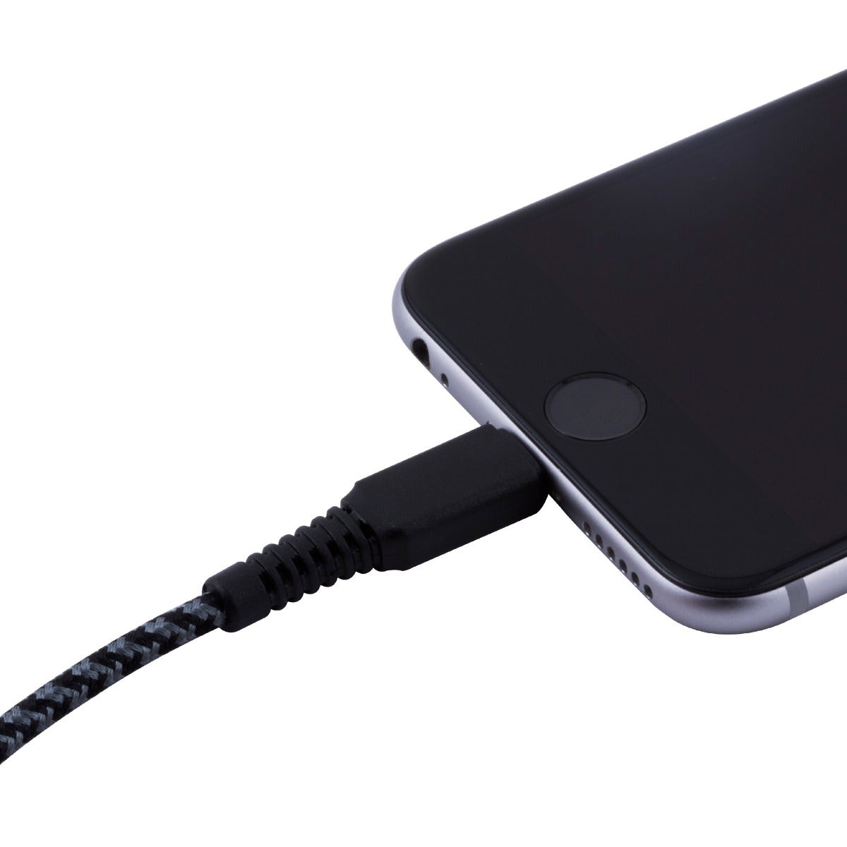 EcoSurvivor 8ft. USB-A to Lightning Charging Cable with Braided Cord, Black/Gray