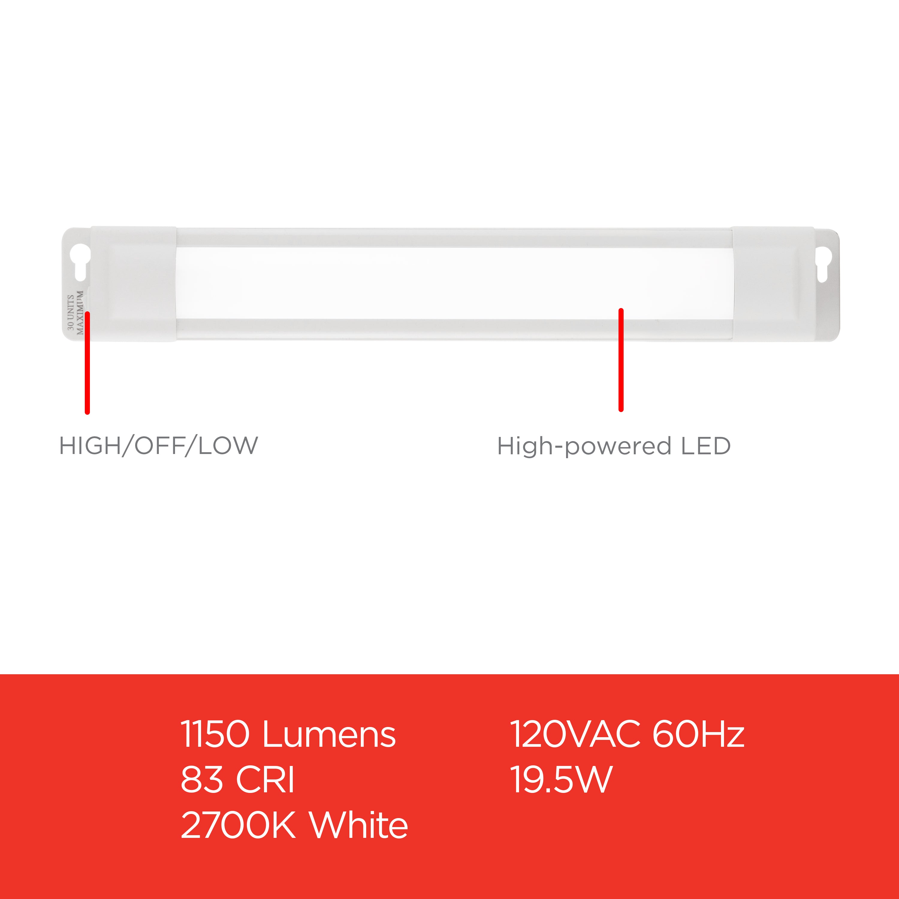 UltraPro 36in. Linkable Plug-In LED Light Fixture, White