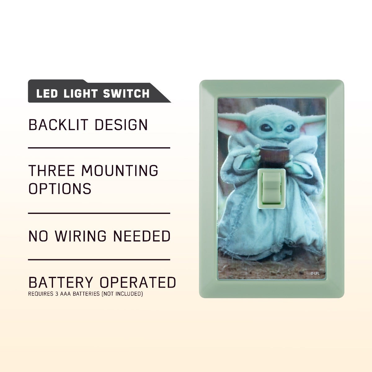 Star Wars The Mandalorian The Child Battery Operated LED Light Switch, Green