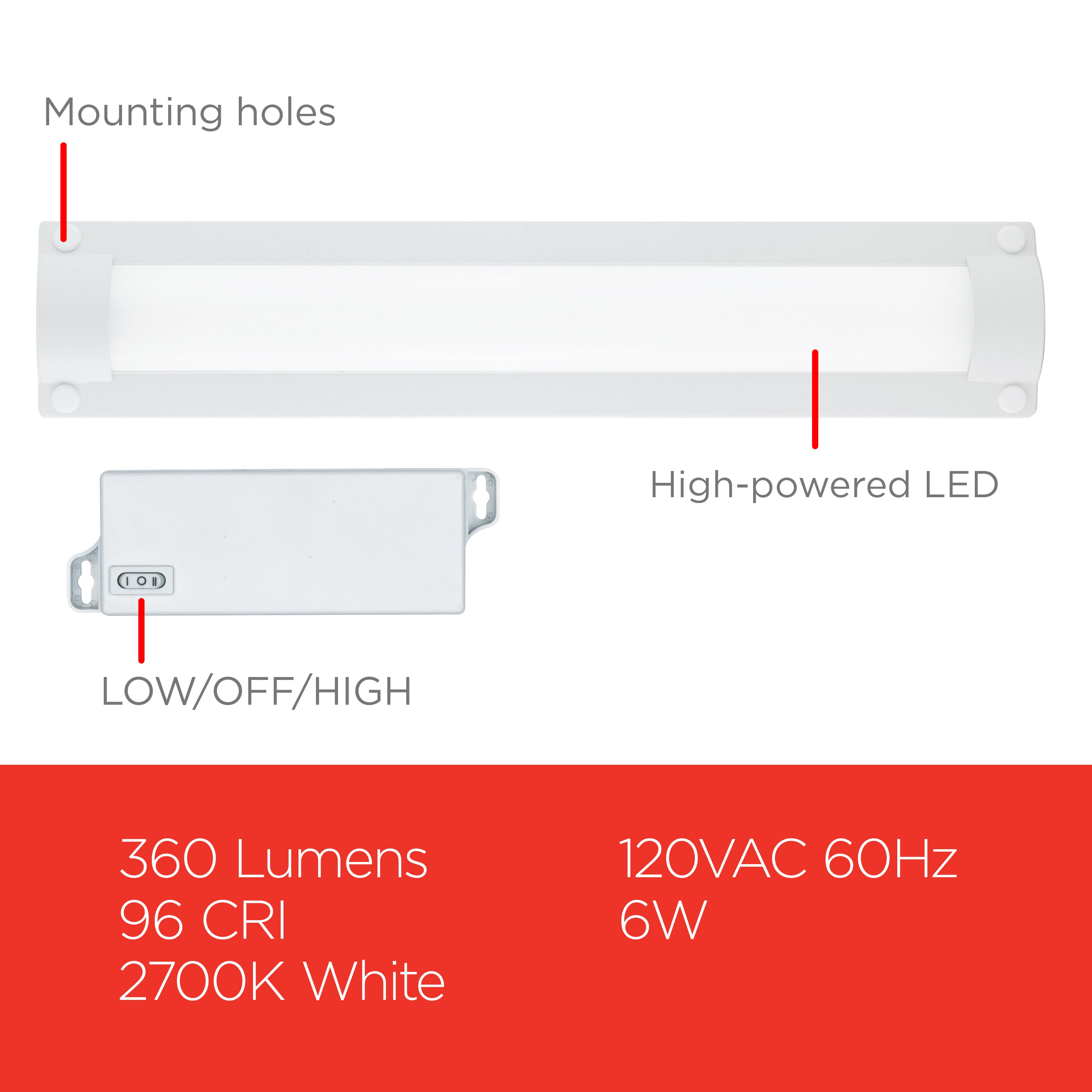 UltraPro Bright-Select Plug-In LED Light Fixture, 12in