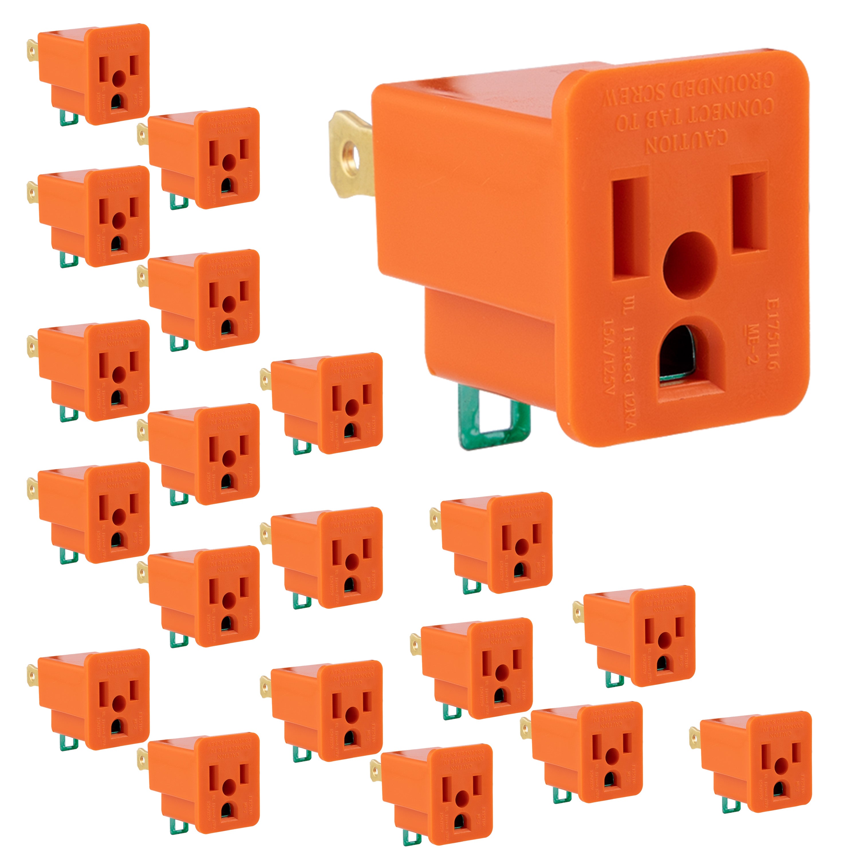 GE Polarized Grounding Adapter 1-Outlet Orange