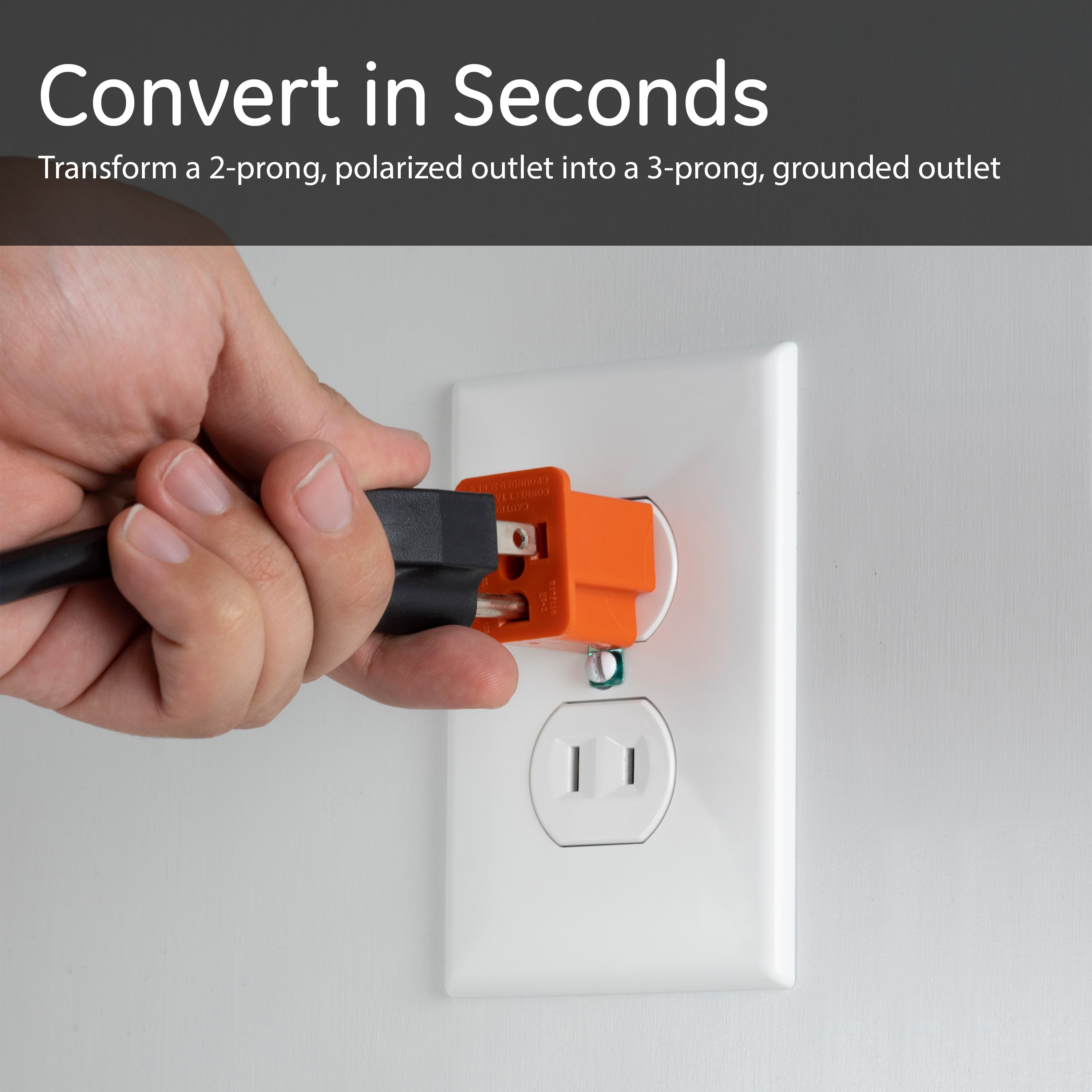 GE Polarized Grounding Adapter 1-Outlet Orange