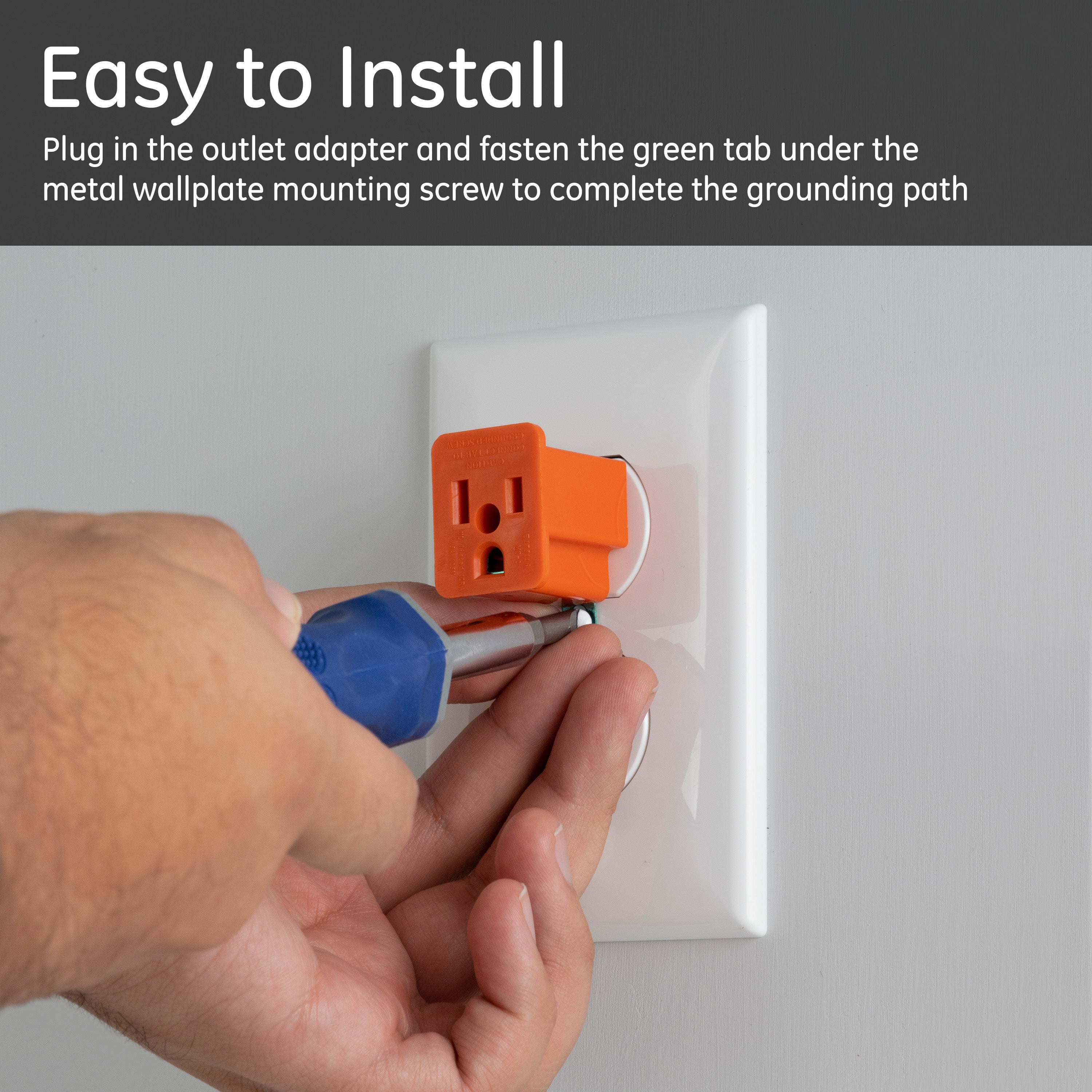 GE Polarized Grounding Adapter 1-Outlet Orange