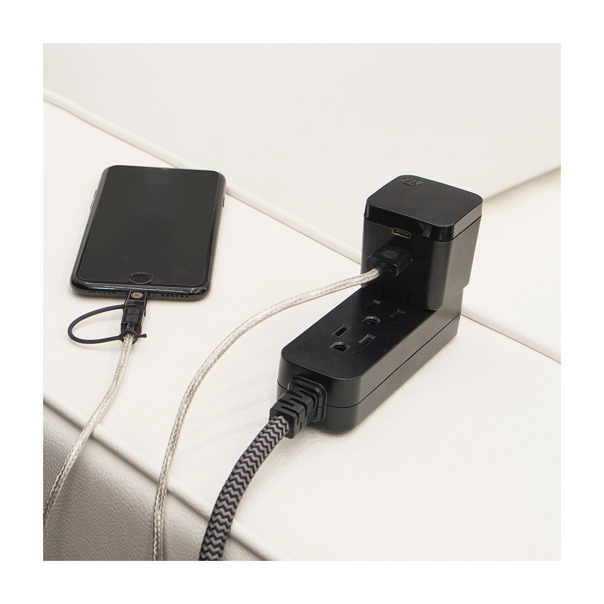 GE Pro 3-Outlet 8ft. Braided Extension Cord, Black