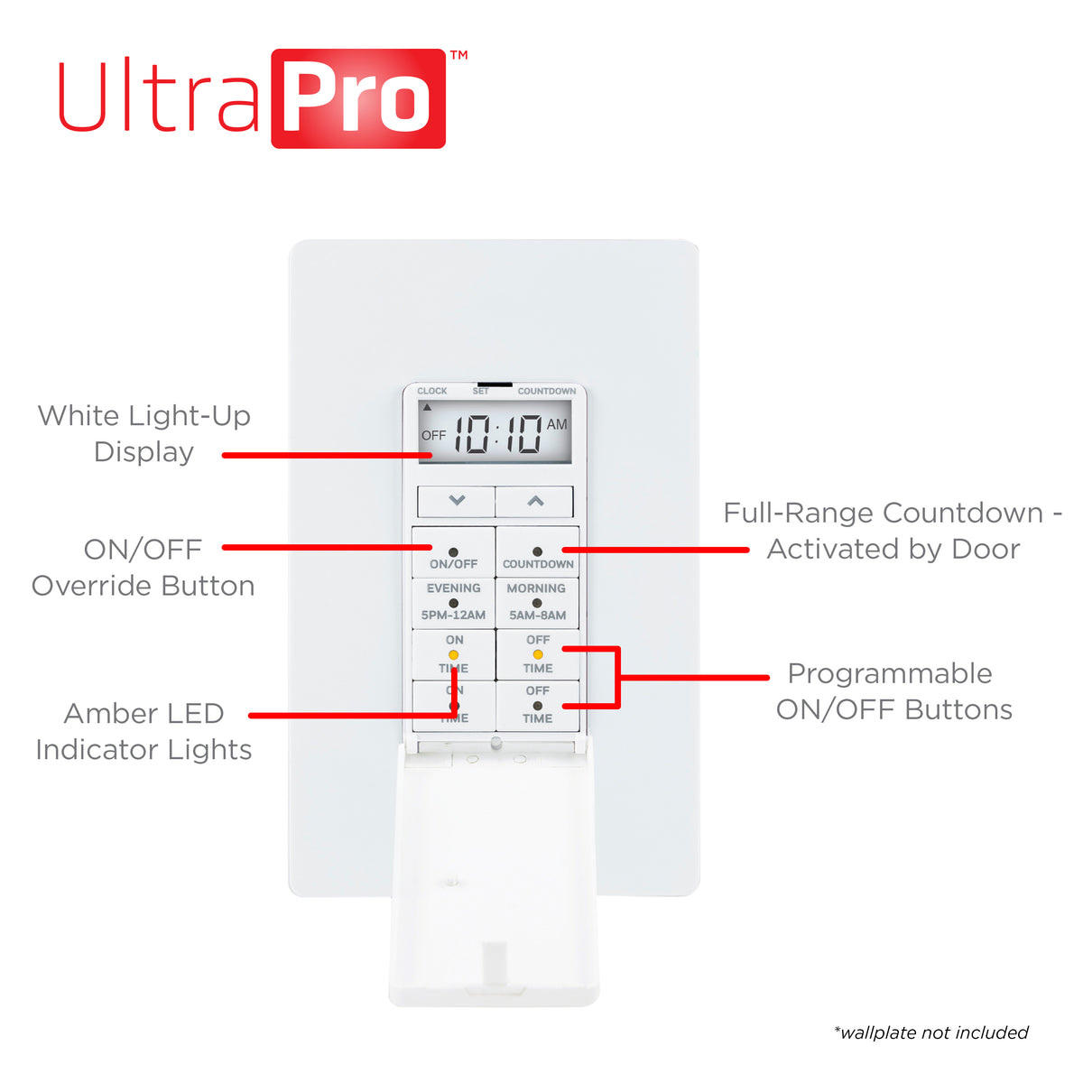 UltraPro In-Wall Digital Timer, 24hr, 2pc Multipack of 40955