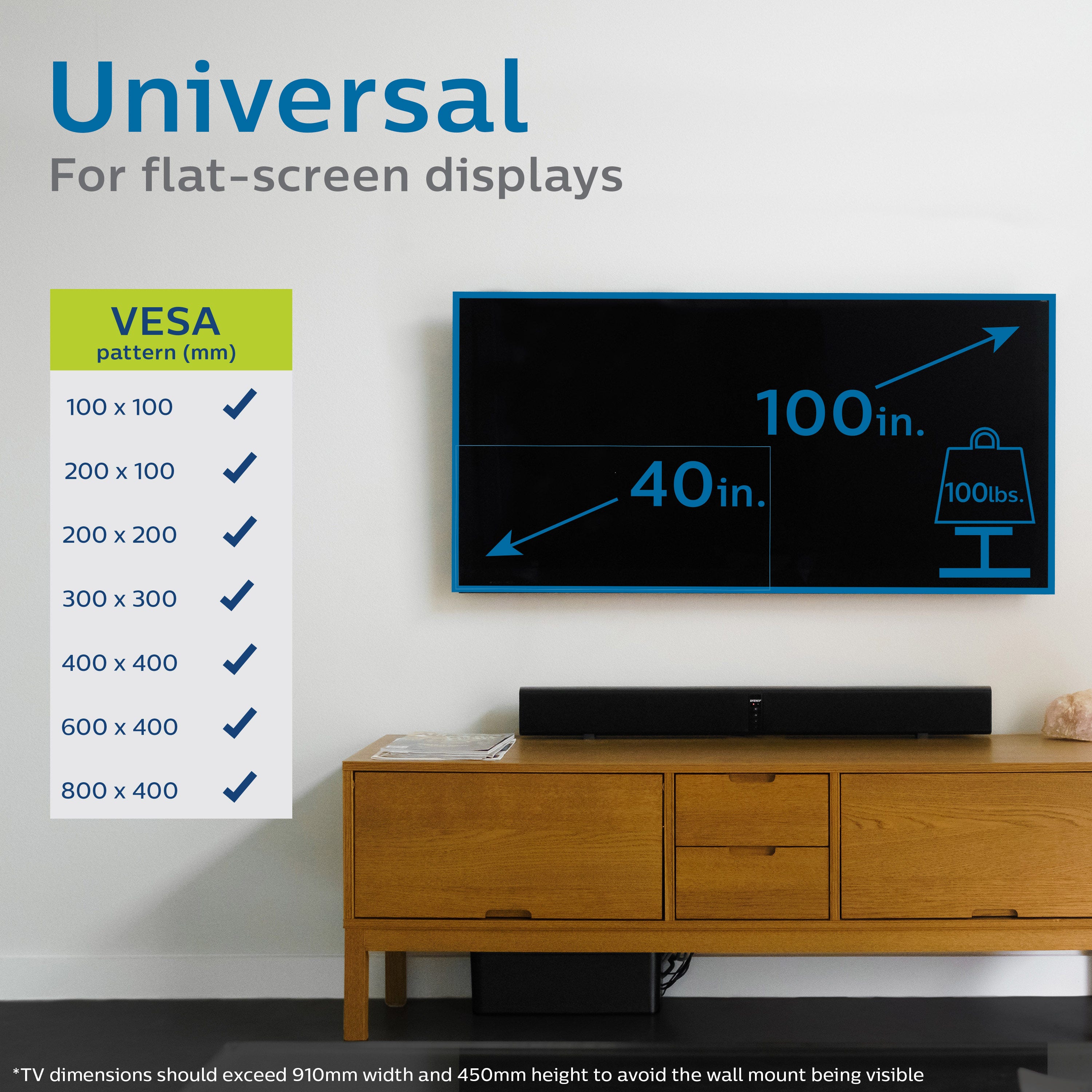 Philips Large Flat-Screen TV Tilt Wall Mount, Up to 100in., Black