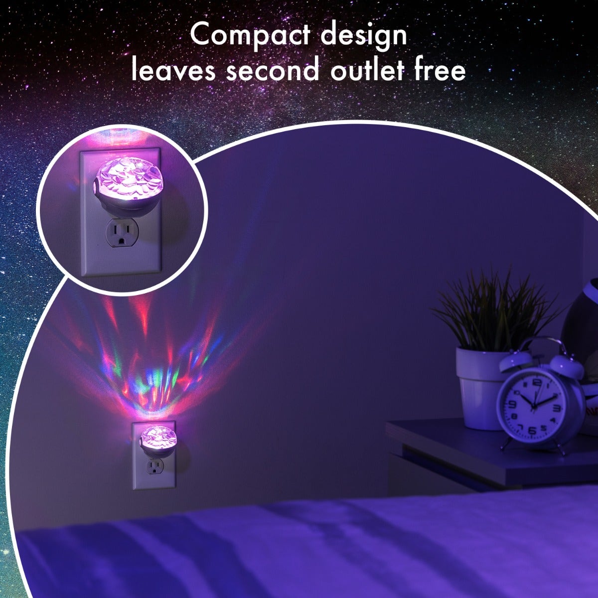 Projectables Northern Lights Light Sensing LED Night Light, Silver