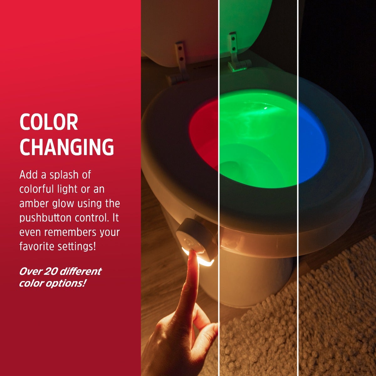 Energizer Color Changing Motion Sensing LED Toilet Clip Light, White