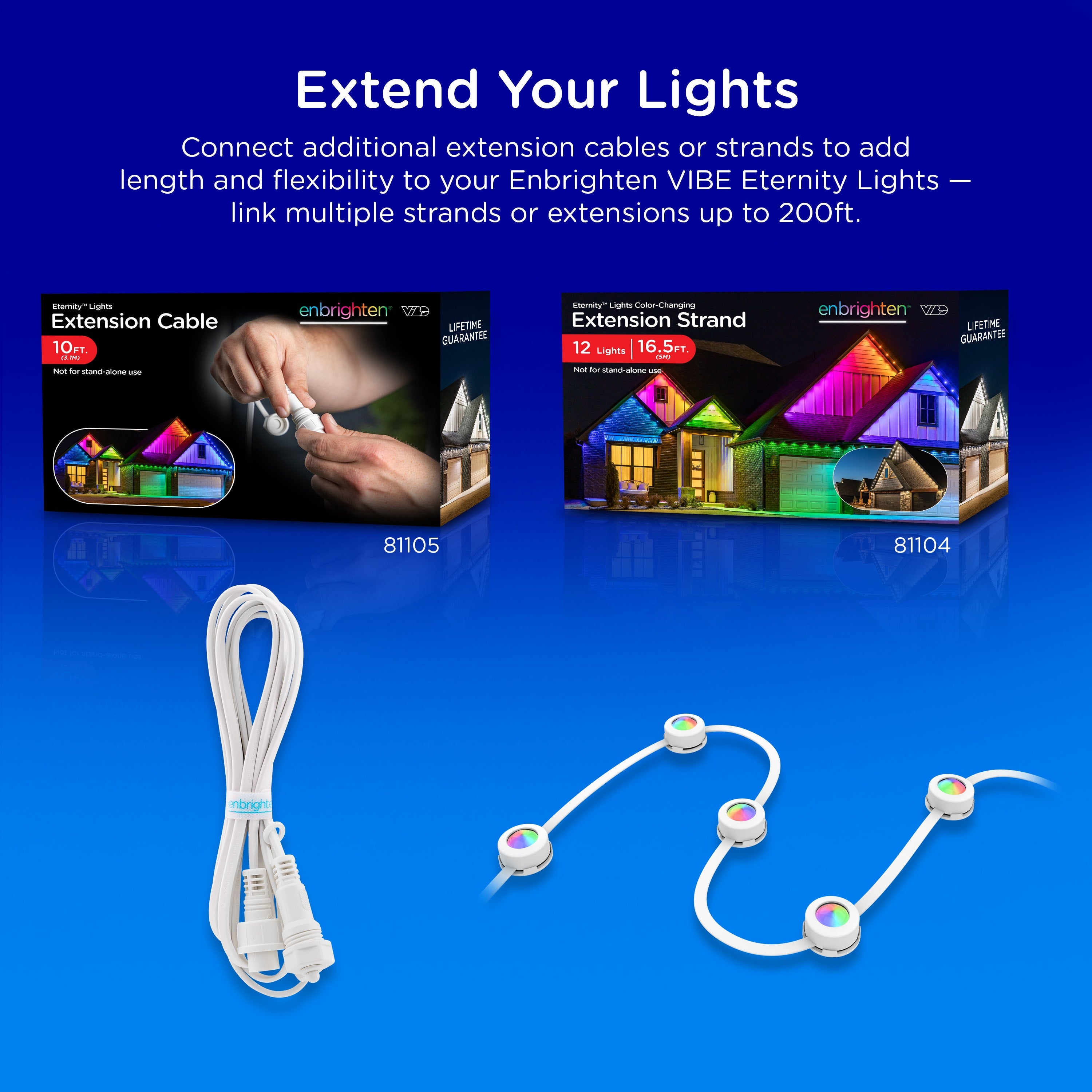 Enbrighten WiFi VIBE Color-Changing Permanent Outdoor Eternity Eave Lights, 108 Lights, 150ft. White