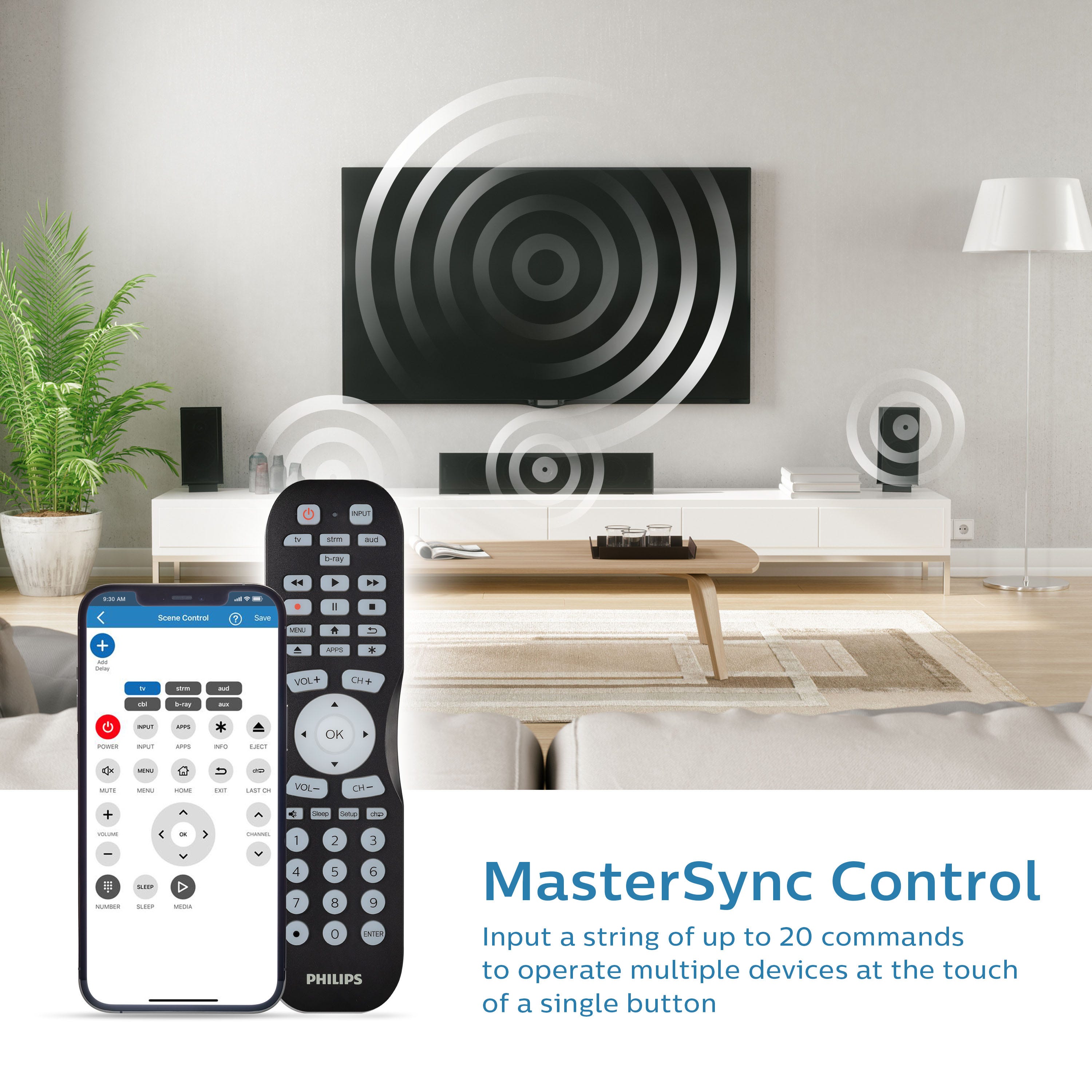 Philips 4-Device Backlit Universal Remote With Find-It Feature, Black