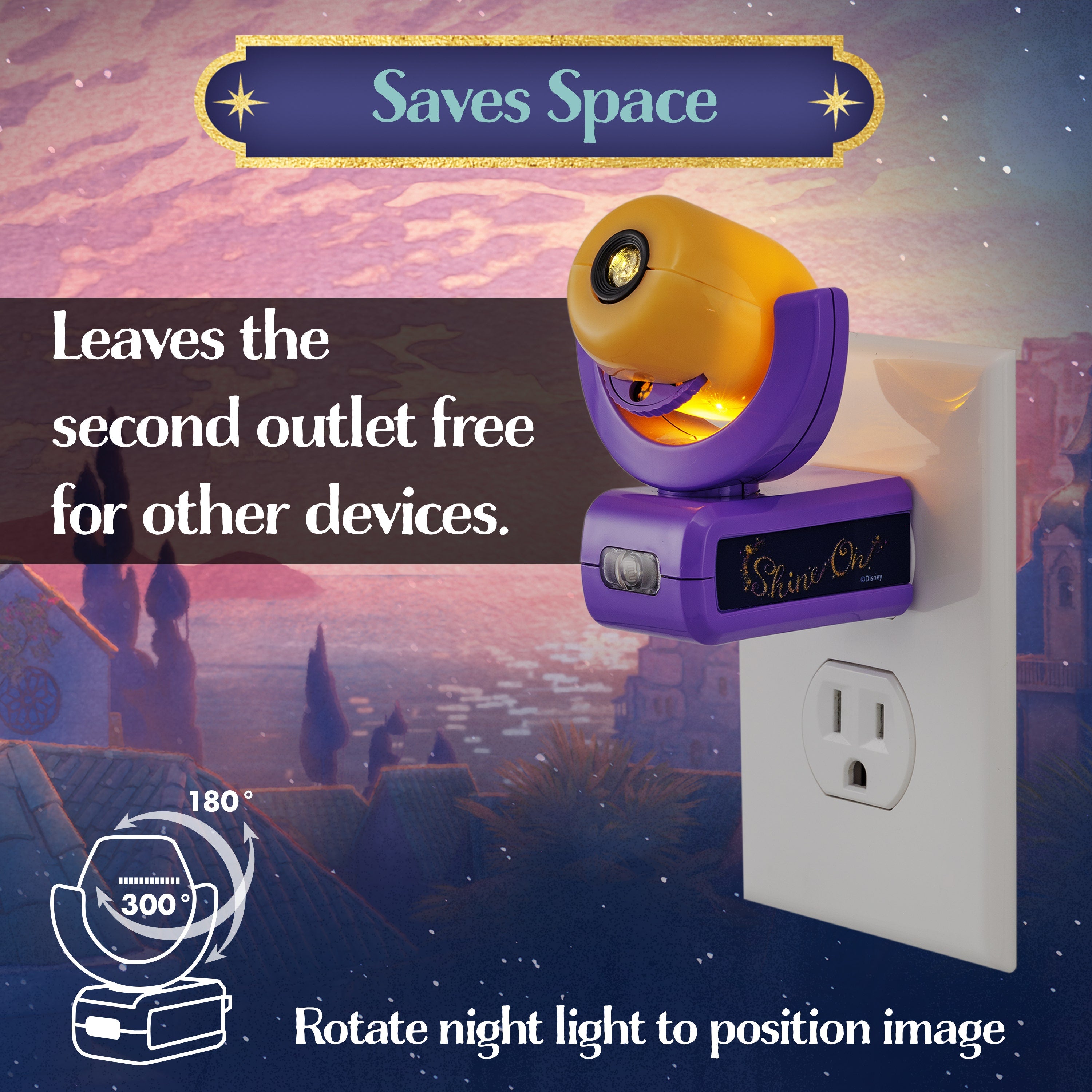 Projectables Disney WISH LED Night Light, Purple