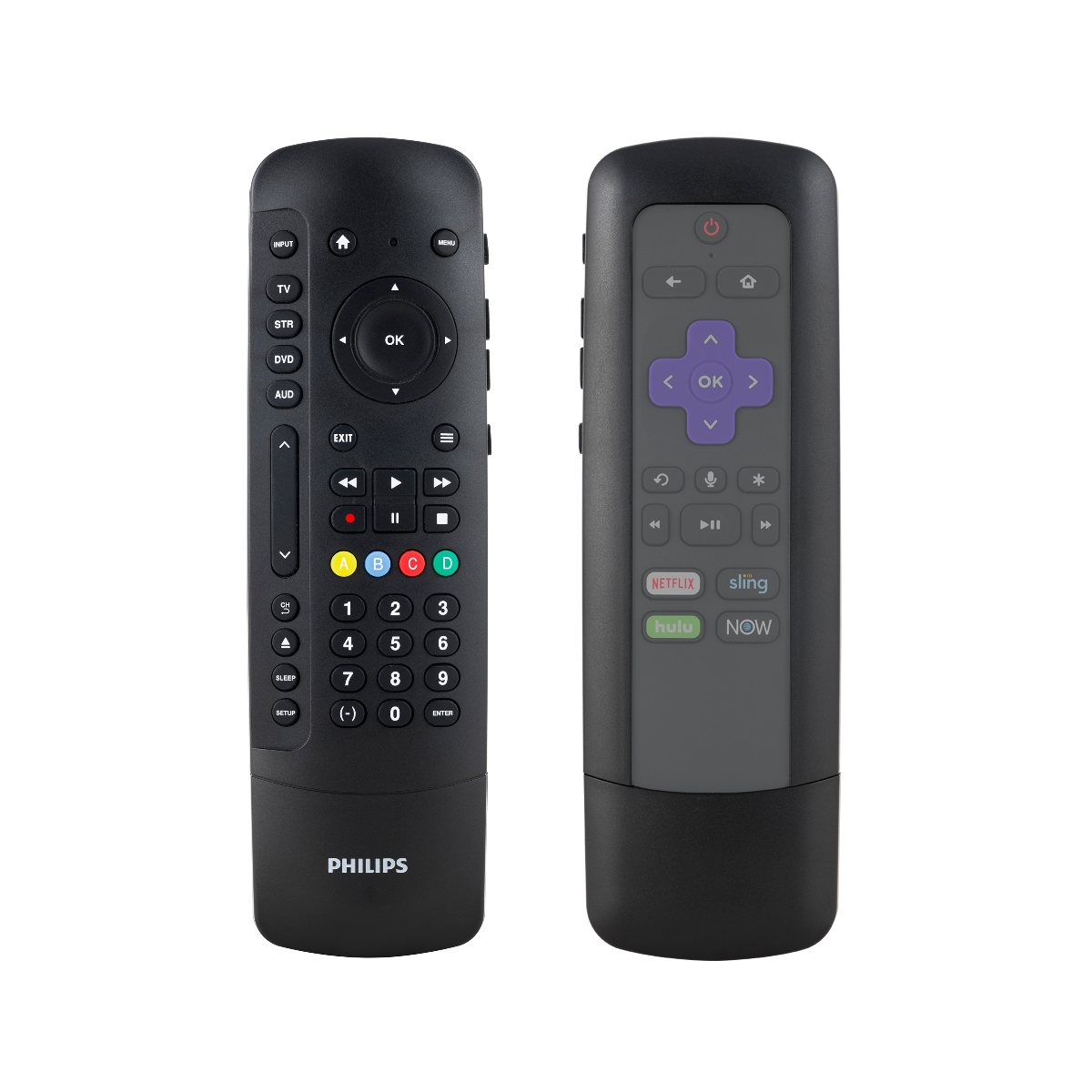 Philips 4-Device Universal Companion Remote for Roku with Flip and Slide Cradle, Black
