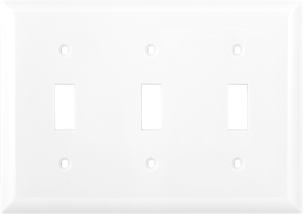 Power Gear Wallplate, Triple Switch, White Nylon