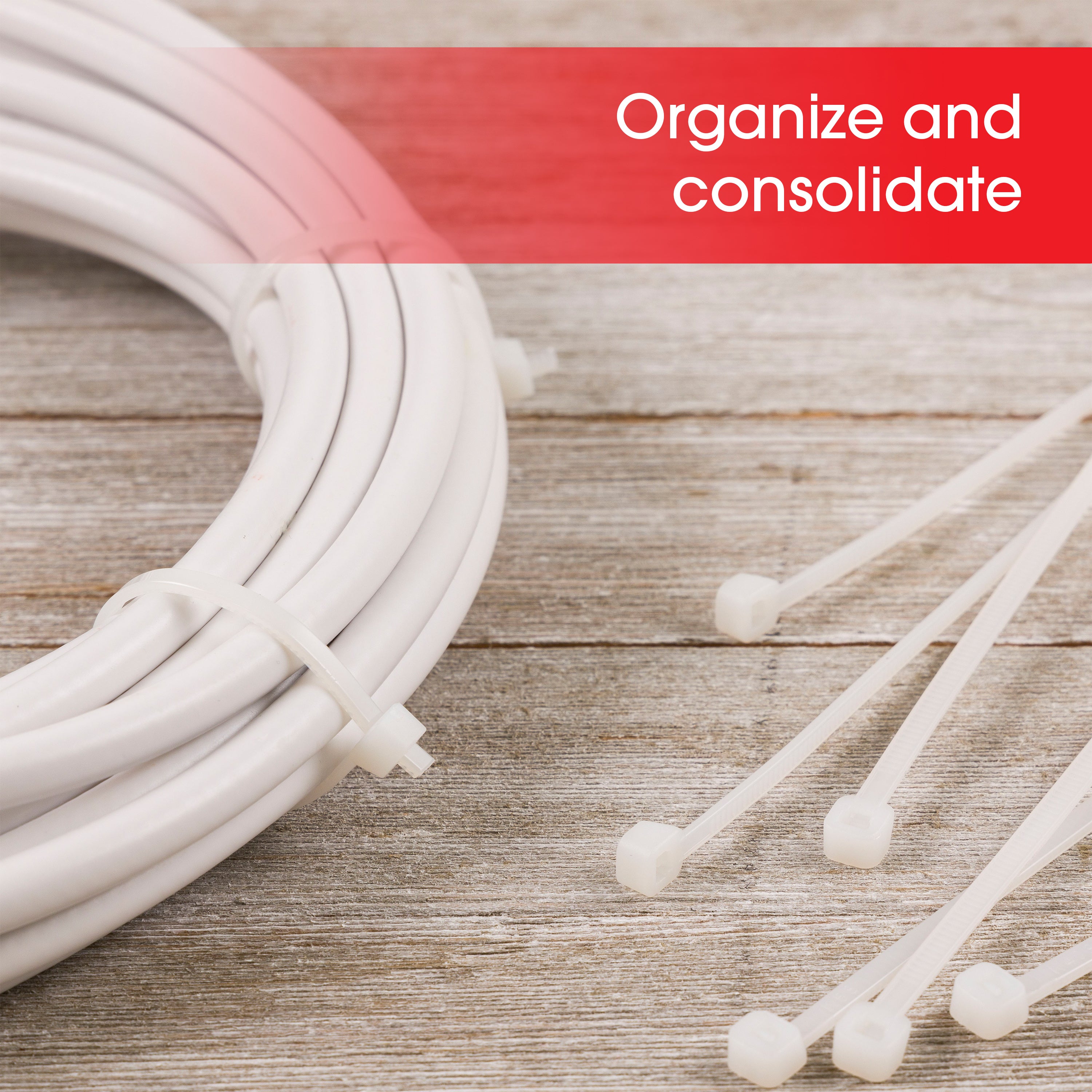 Power Gear Plastic Cable Ties, Clear, 8in, 100pk