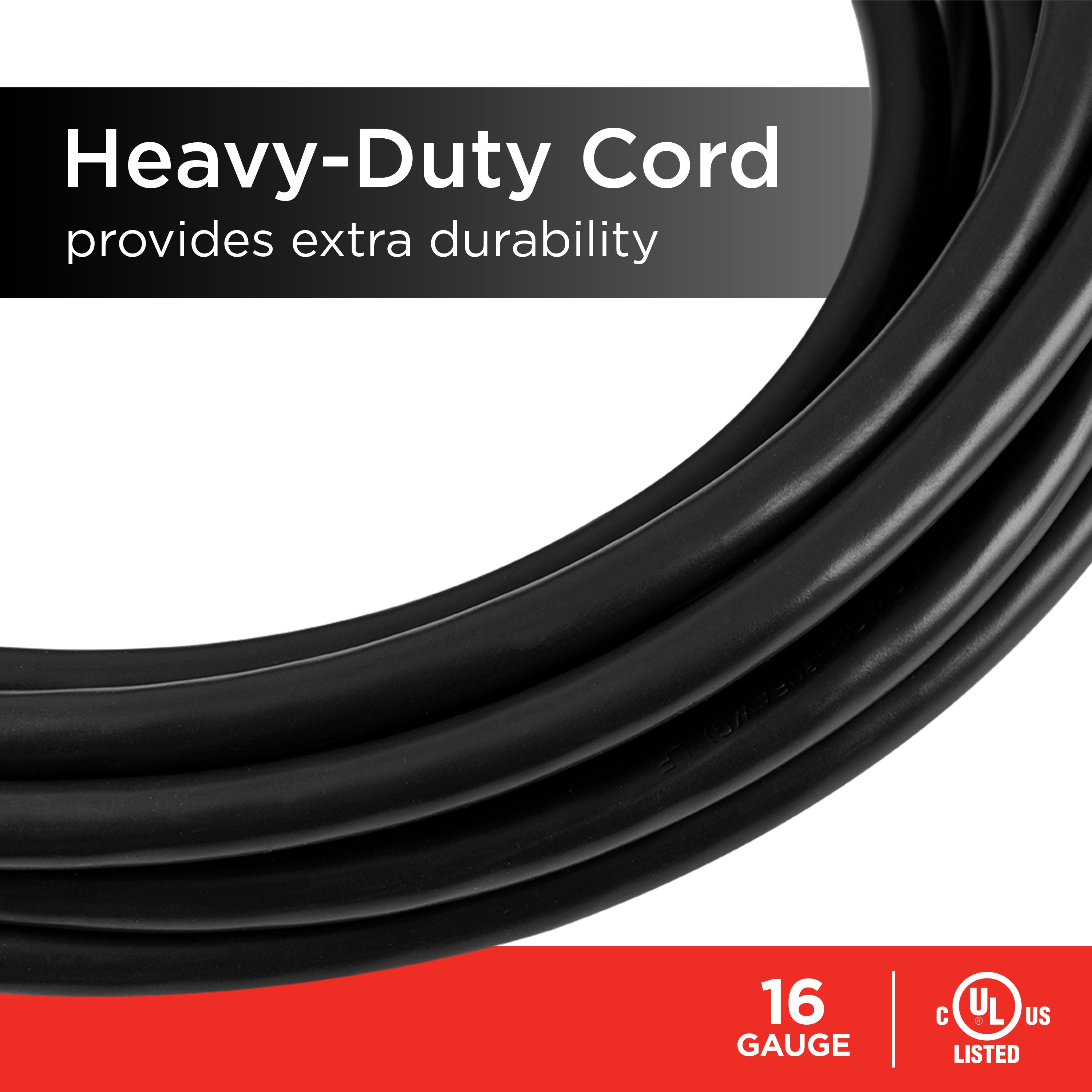 UltraPro 15ft. Outdoor Extension Cord, 3 Grounded Outlet, Black