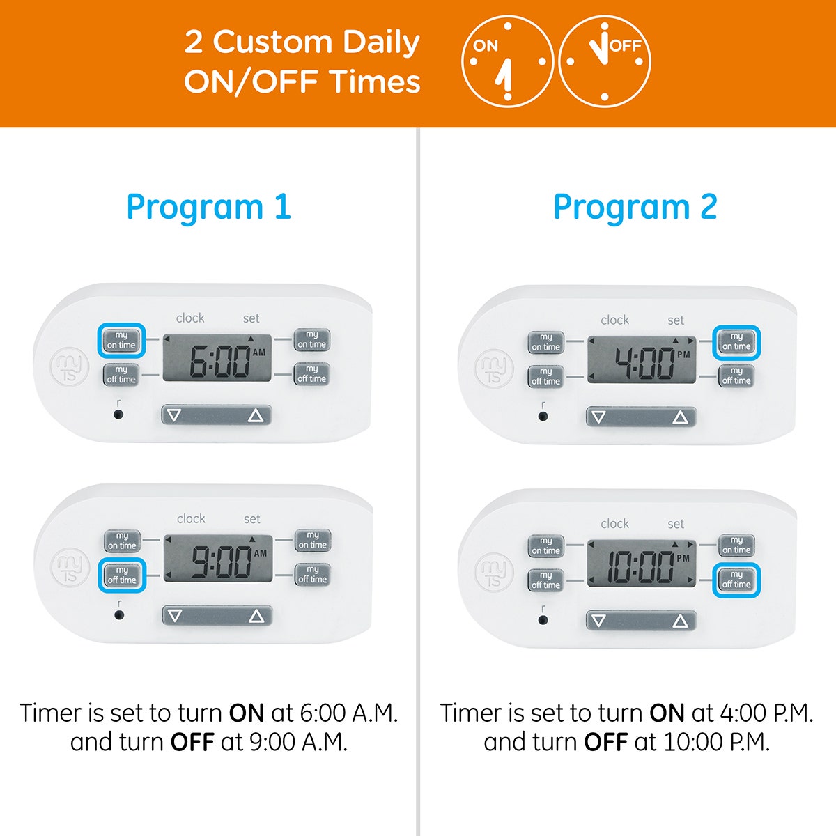 myTouchSmart Indoor Plug-In Simple Set Digital Bar Timer, 2 Pack, White