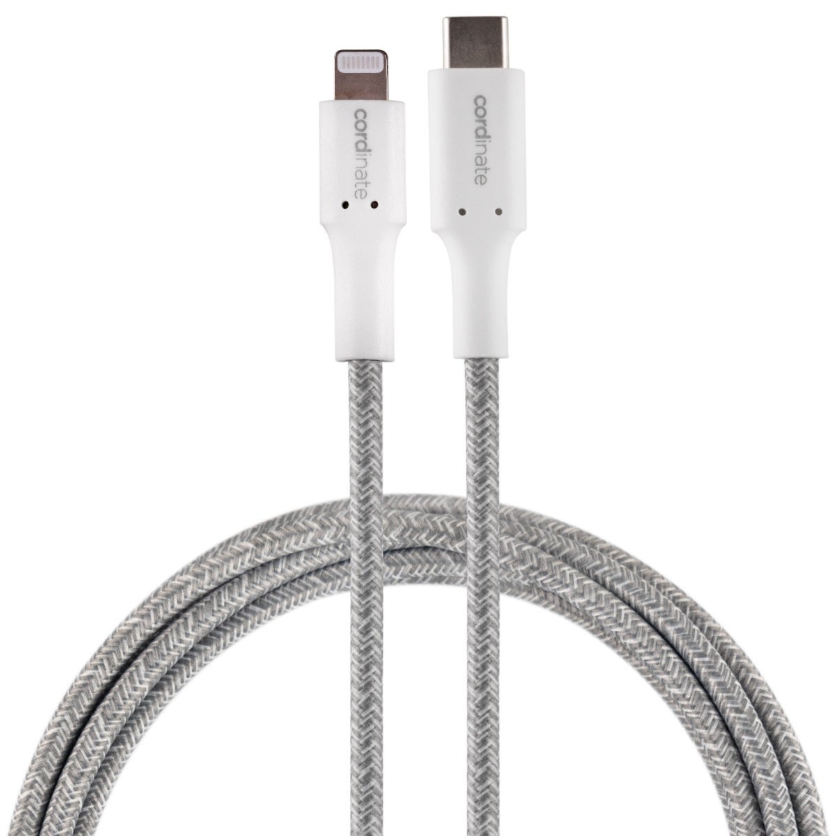 Cordinate 6ft. USB-C Lightning Charging Cable with Braided Cord, White/Gray