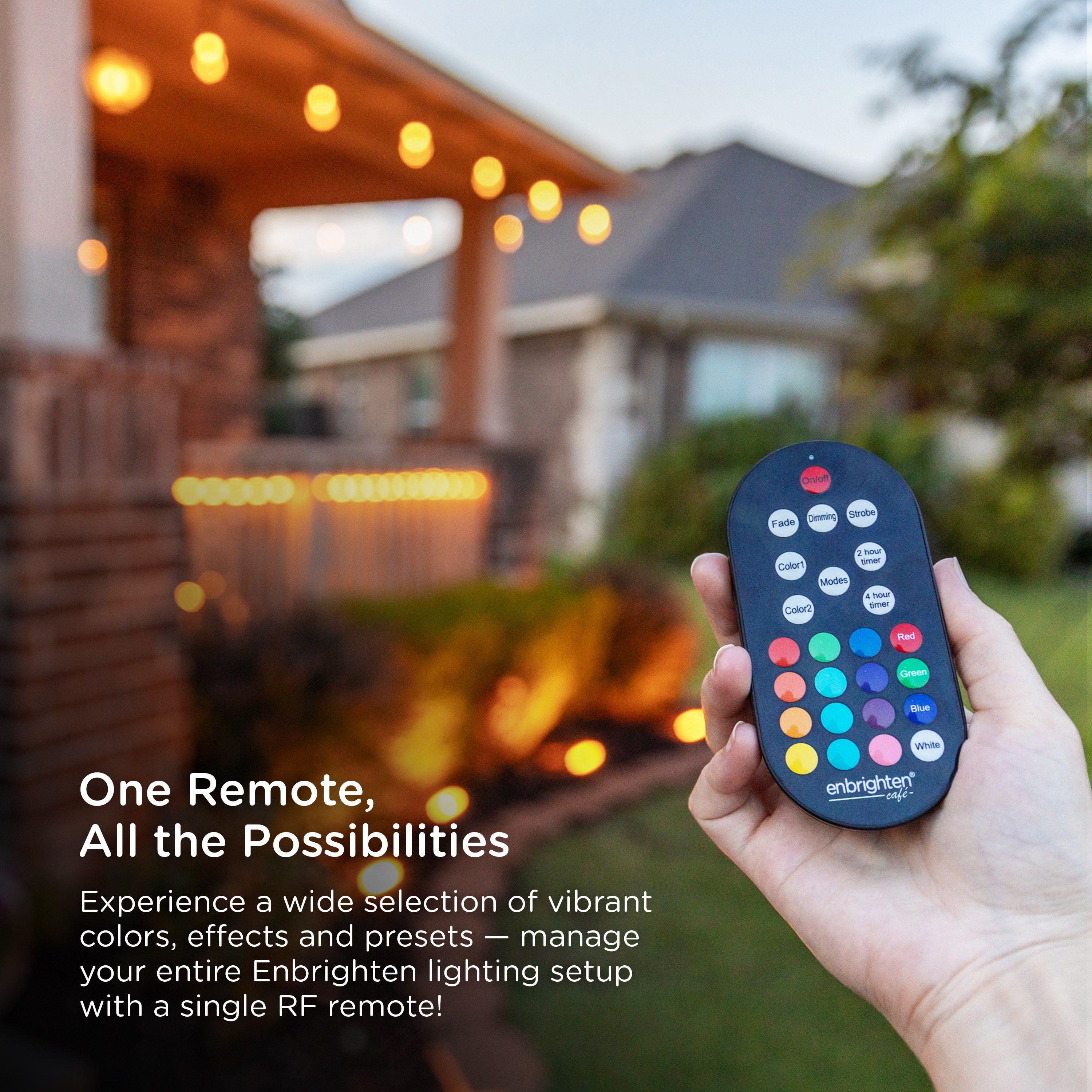 Enbrighten Seasons Color-Changing Vintage LED Cafe Lights, 24 Bulbs, 48ft. Black Cord