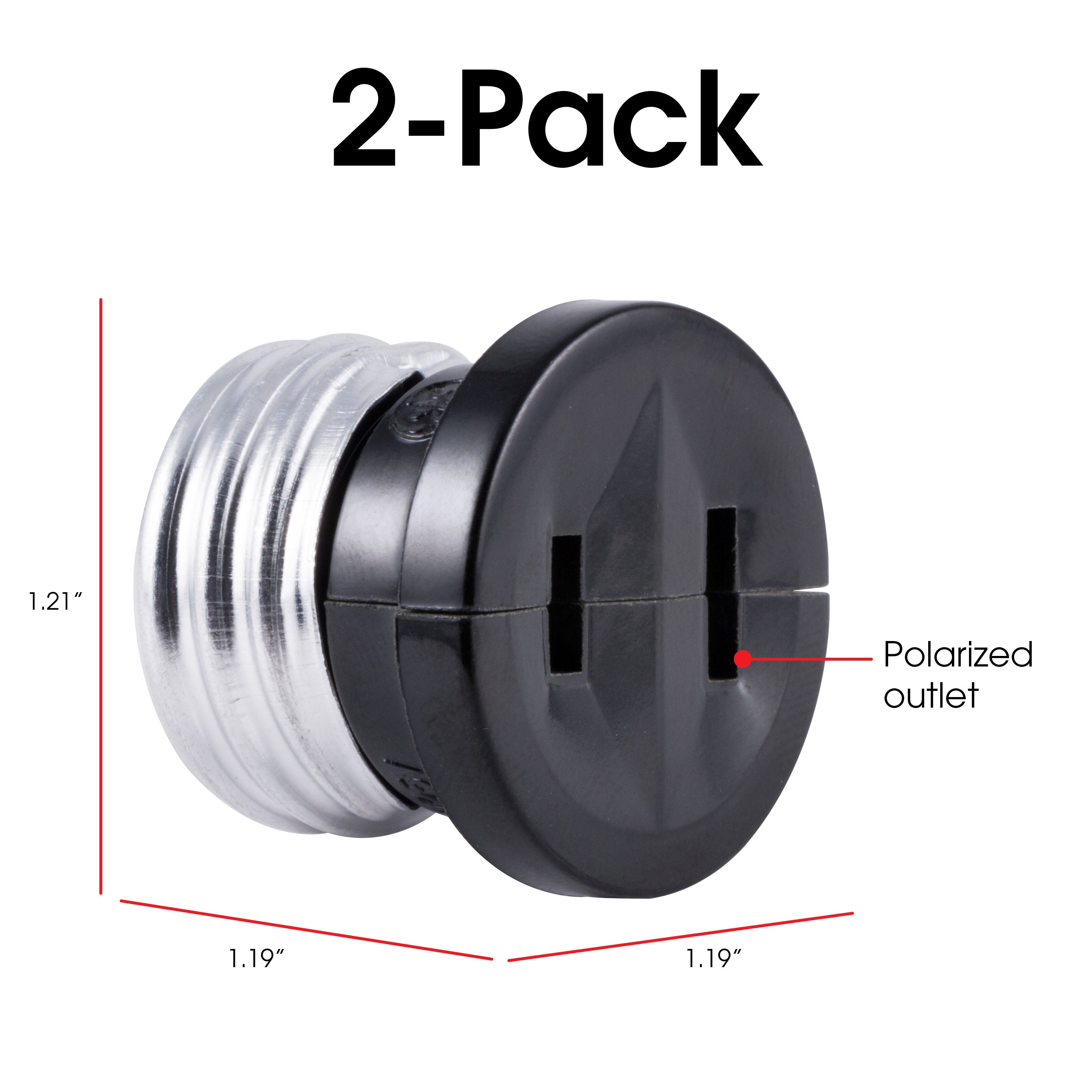 Power Gear Handy Outlet, Polarized, Bulb Socket to Outlet, 2 Pack