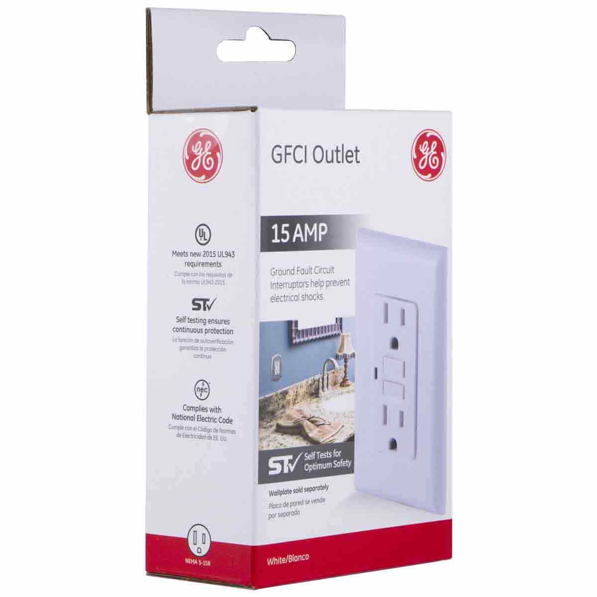 GE GFCI Receptacle with LED Indicator, White