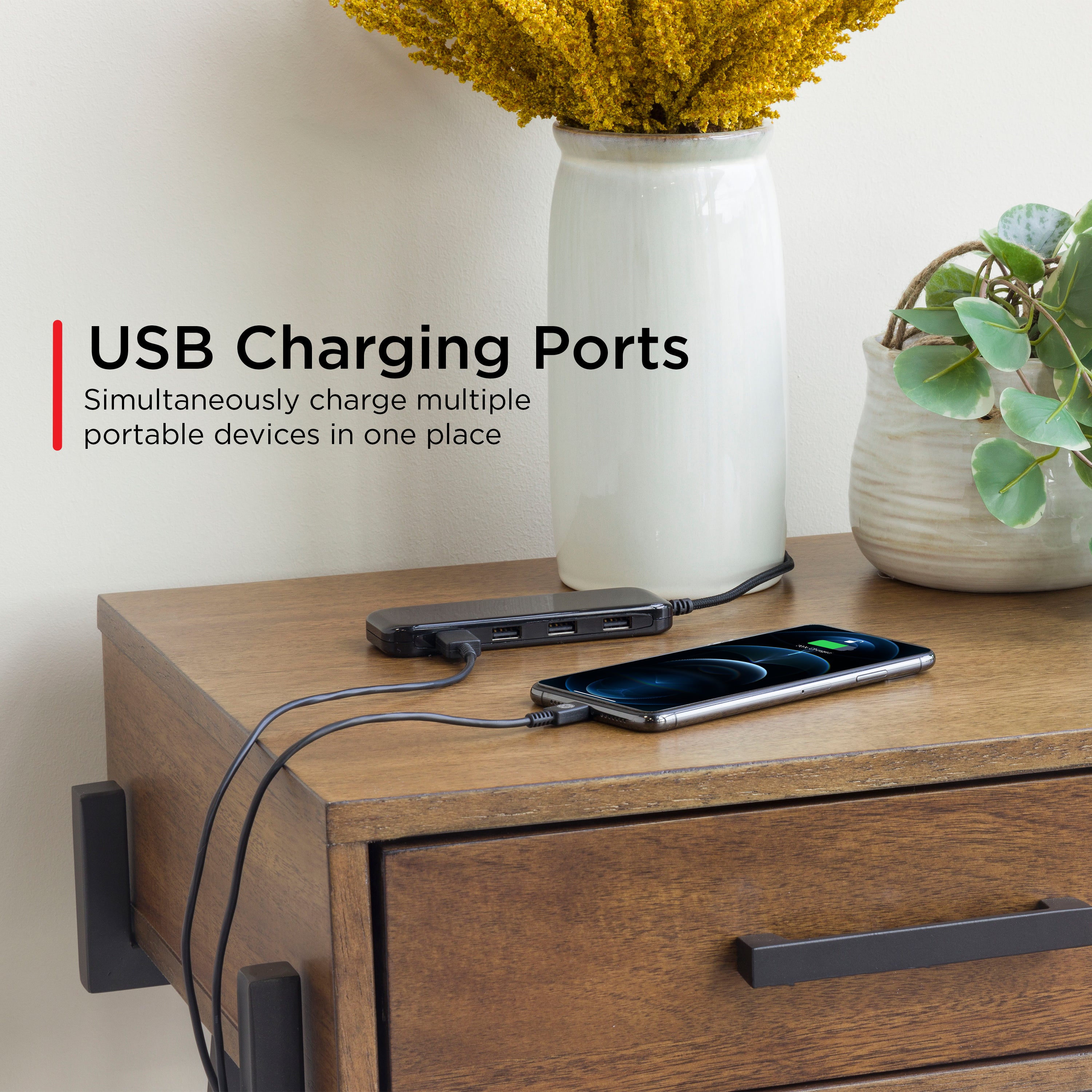 UltraPro™ USB Power Strip, 4-USB-A, 4.8A, Black