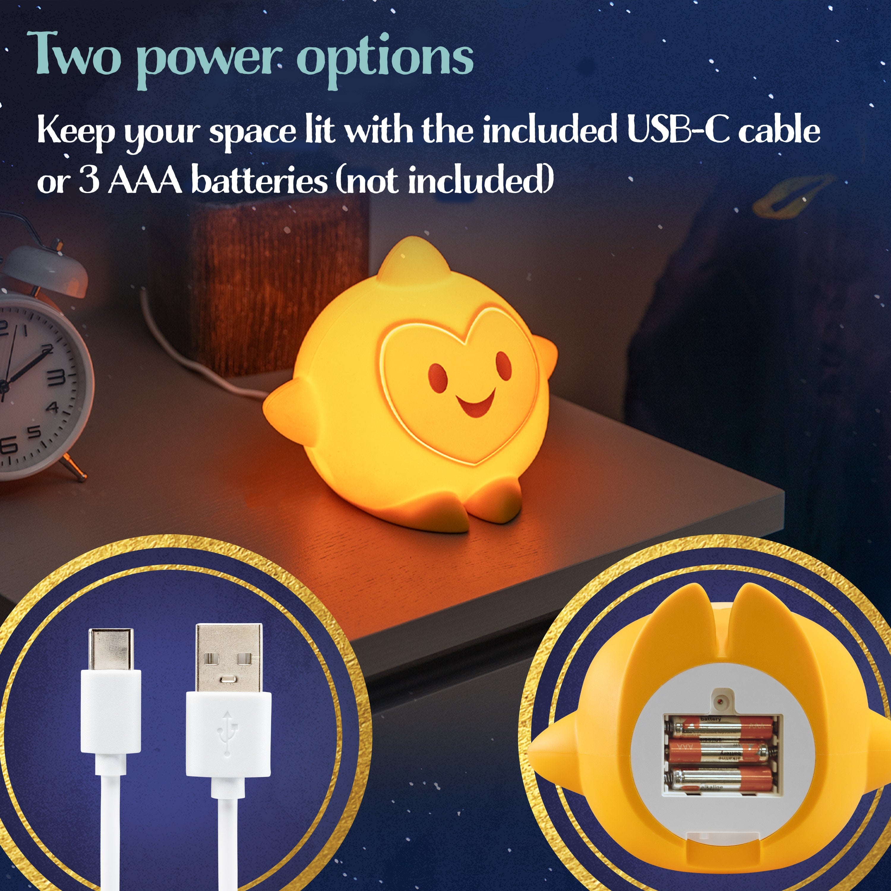 Disney WISH Star Squishy Dimmable Tabletop LED Night Light, Yellow