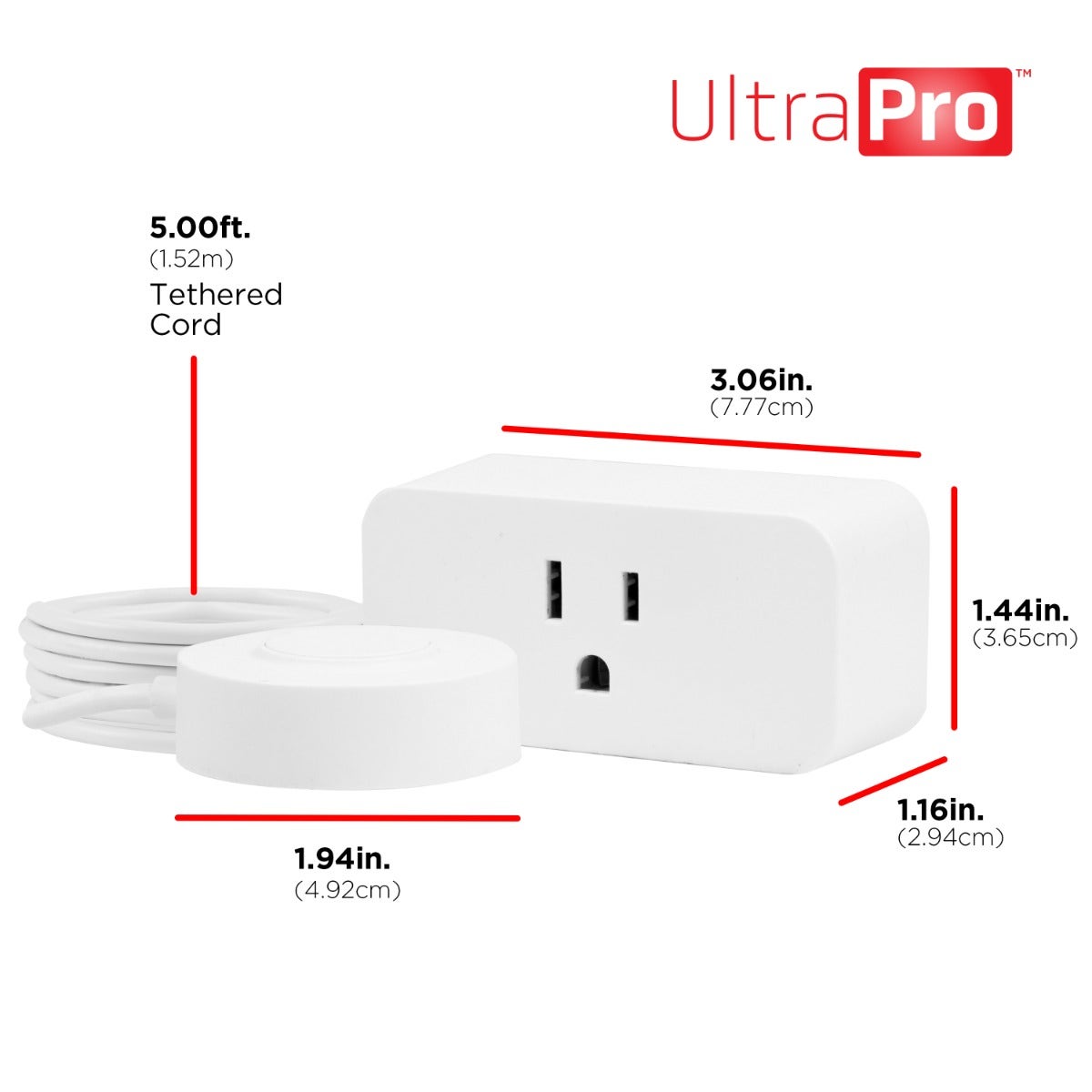 UltraPro 1-Outlet Indoor On/Off Lighting Control with Push Button, White