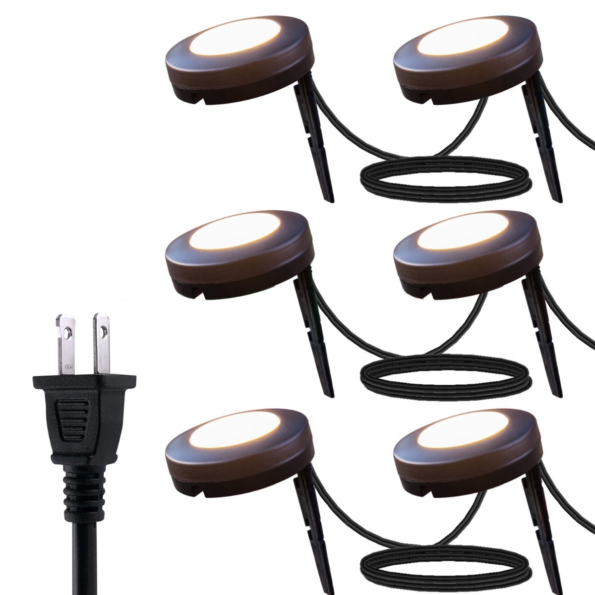 UltraPro Warm White LED Landscape Lights, 6 Pucks, 50 ft. Black Cord