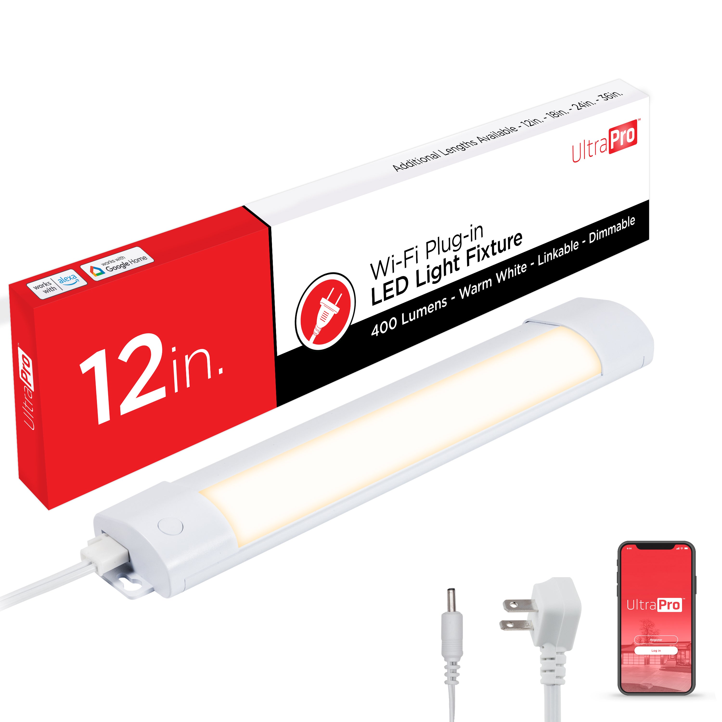 UltraPro 12in. Linkable Plug-In LED WiFi Light Fixture, White
