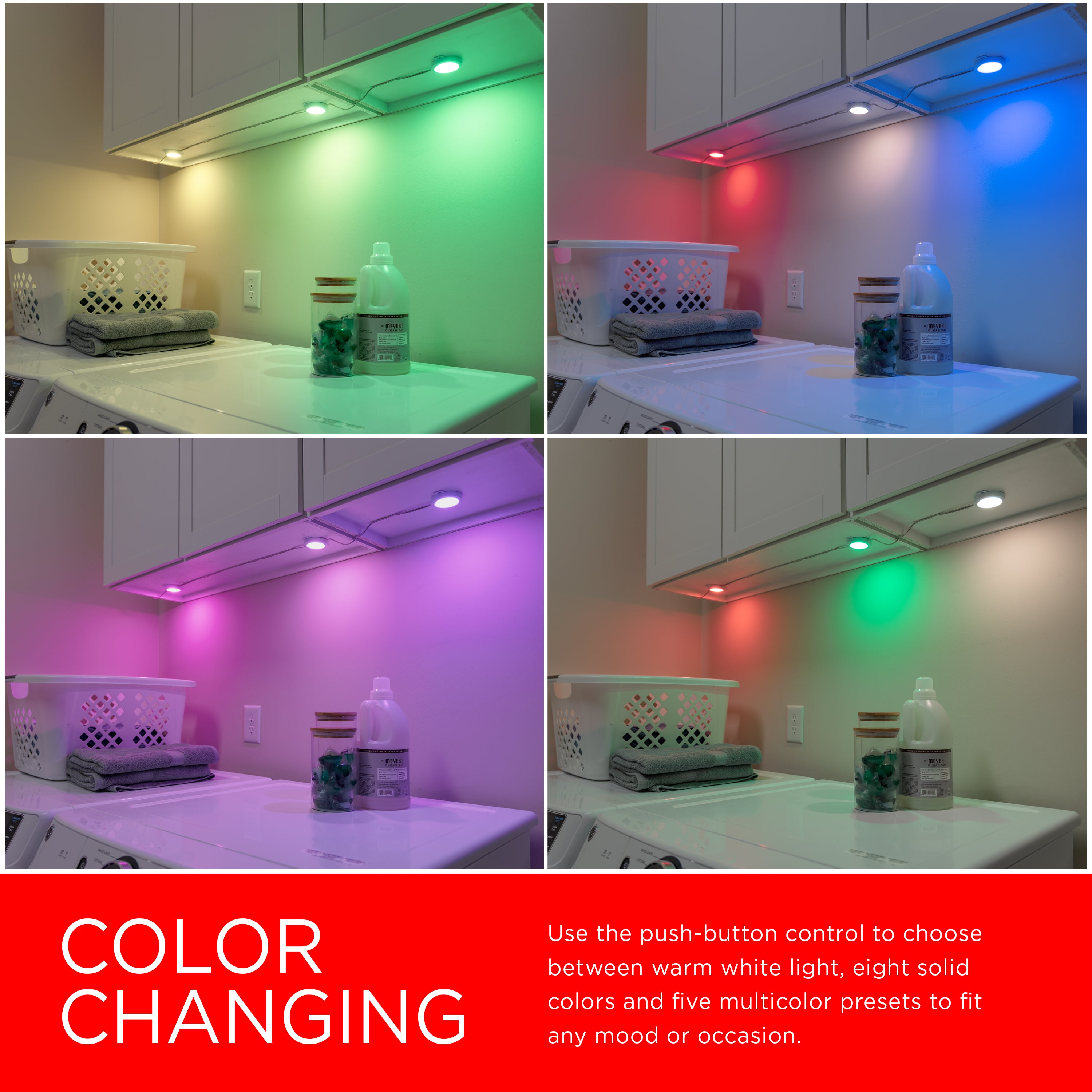 UltraPro Color-Changing LED Pucks, 3pk