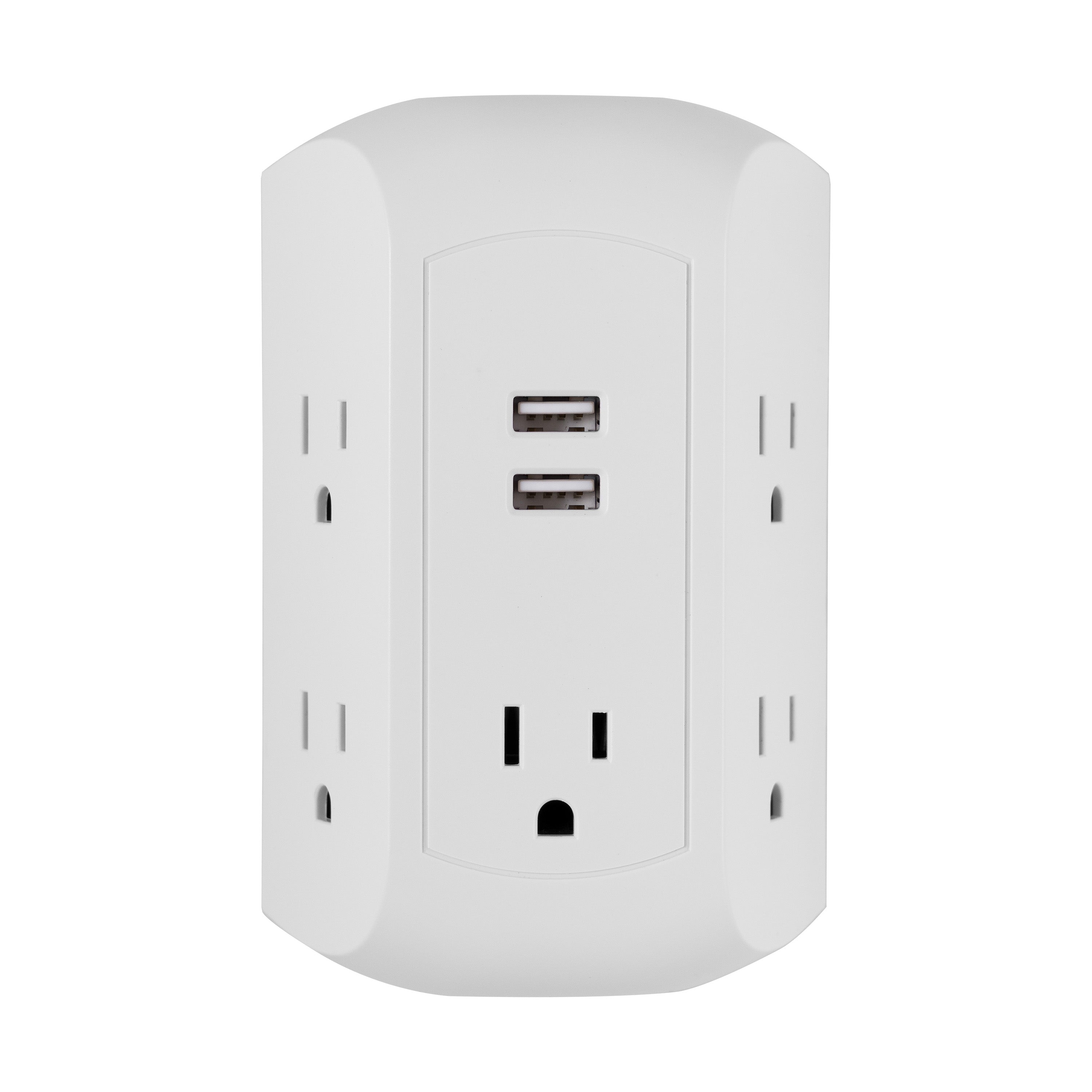 GE UltraPro 5-AC, 2-USB Side-Access Surge Protector, 560J, White