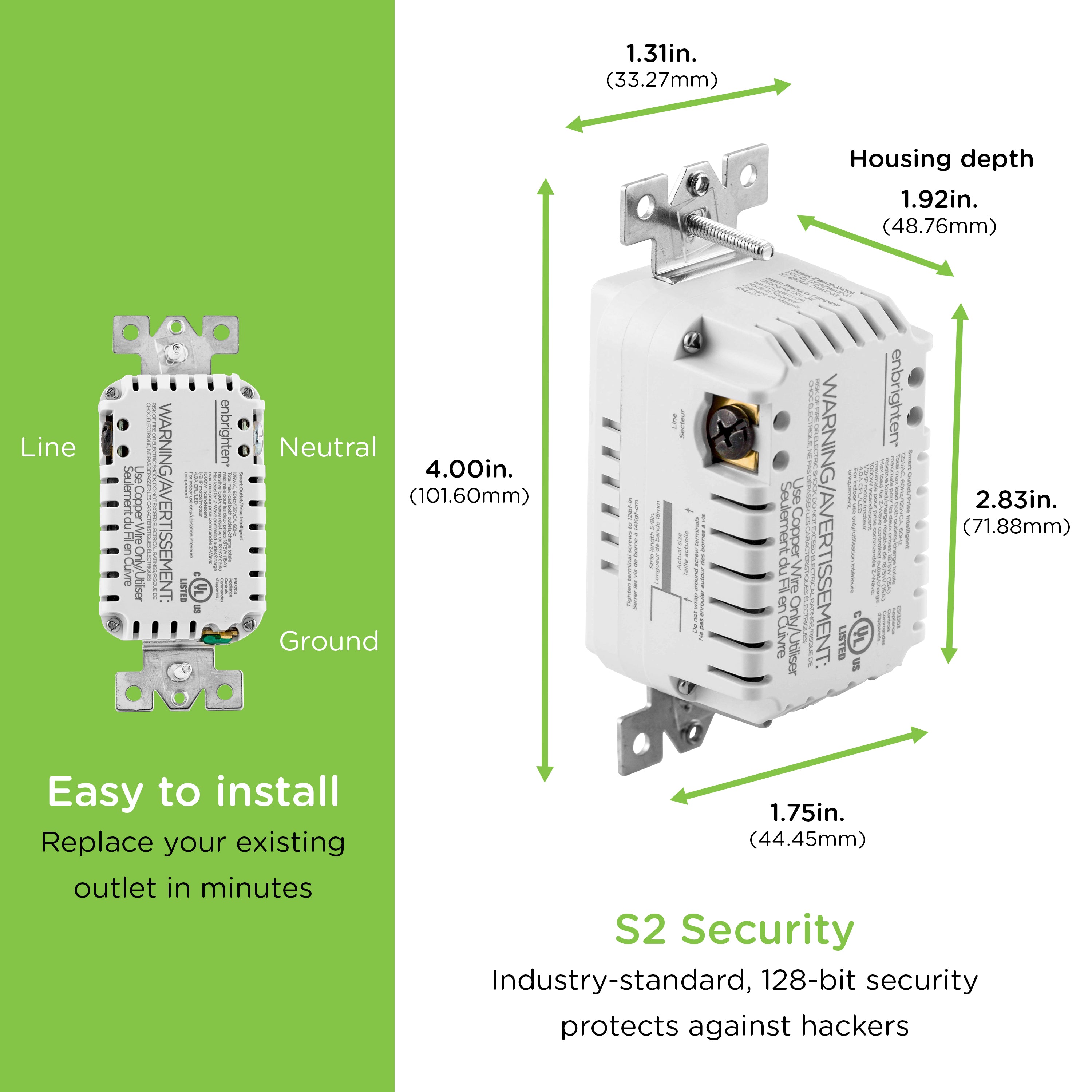 Enbrighten In-Wall Z-Wave Tamper-Resistant Smart Outlet