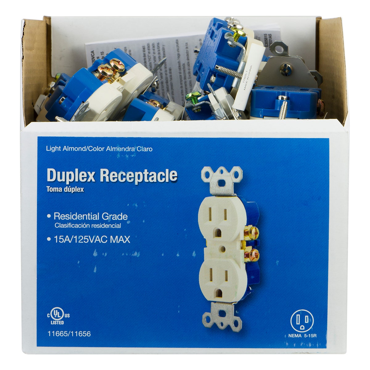 Jasco Grounding Duplex Receptacle, Light Almond