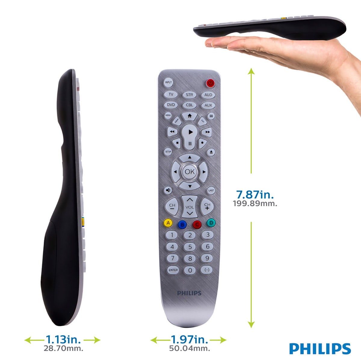 Philips Elite 6-Device Backlit Universal Remote, Brushed Silver
