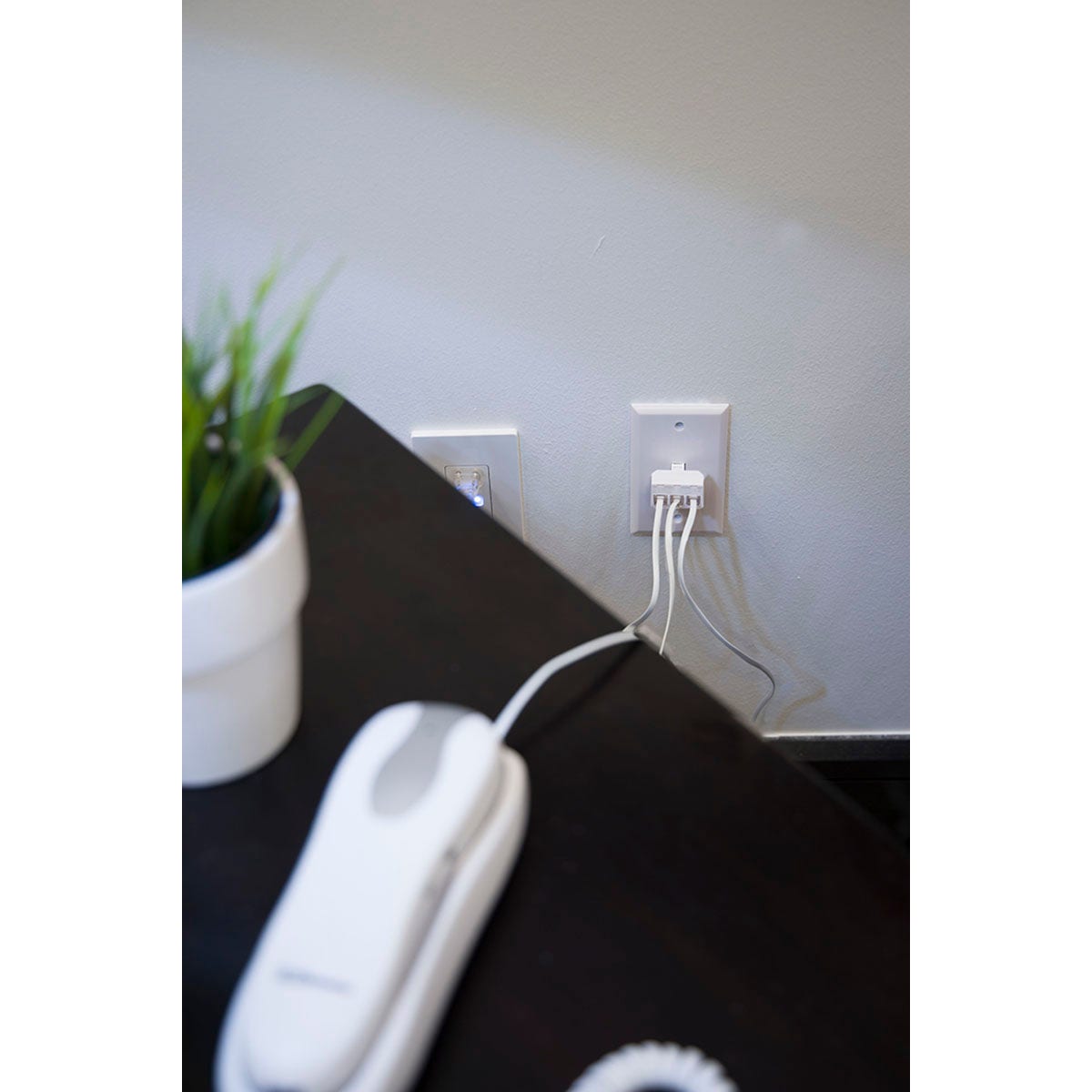 Power Gear 2-Line In-Wall Telephone Triplex Adapter, RJ11, White
