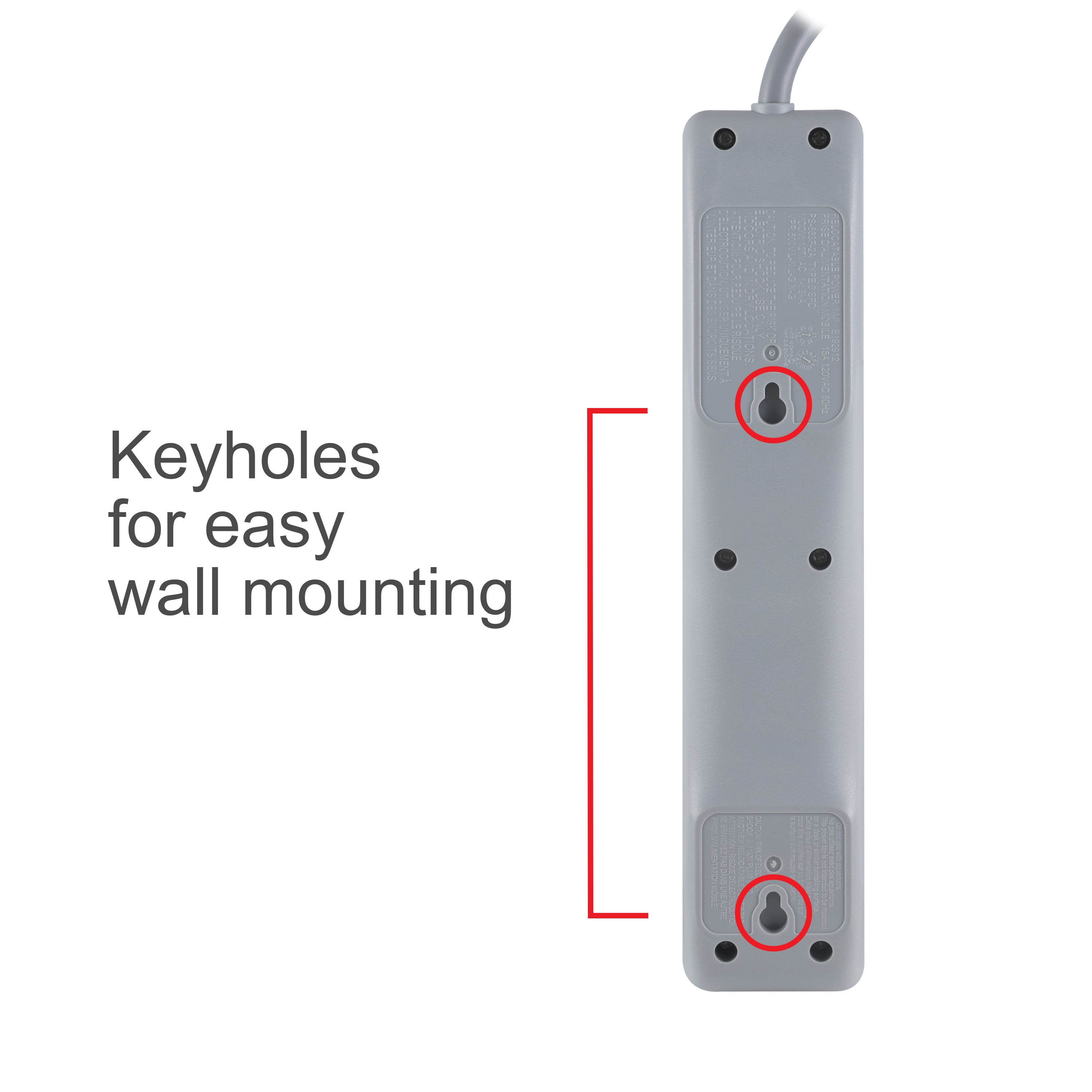 GE-branded 6-Outlet Surge Protector, Gray, 25ft. Cord
